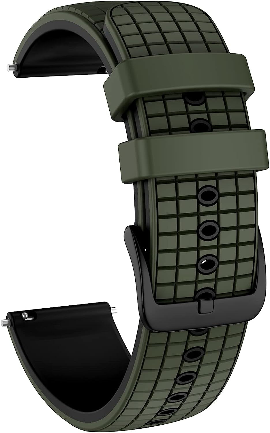 ISABAKE Watch Band for Compatible with Garmin Vivoactive 4/ Samsung Galaxy Watch 46Mm, 22Mm Silicone Bands for Ticwatch Pro S2//E2/Venu 2/Samsung Gear S3 Classic/Samsung Gear S3 Frontier/ Huawei GT Smartwatch  Isabake Army Green&Black 22MM 