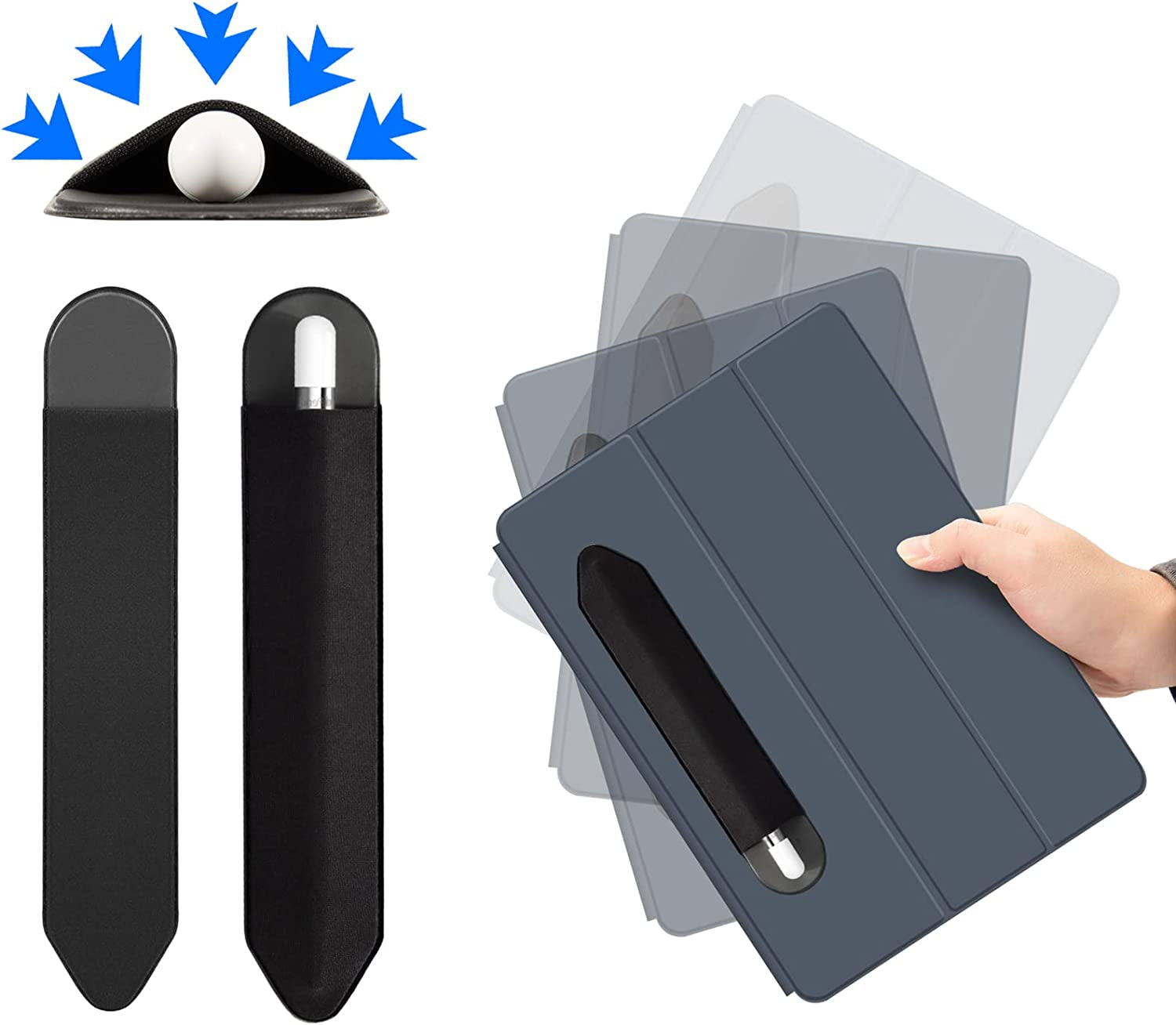 Apple Pencil Holder, 3 Pack Pen Sleeve for Apple Pencil 1St 2Nd Generation Case, Elastic Stylus Pocket ( Black )  Lousrnman   