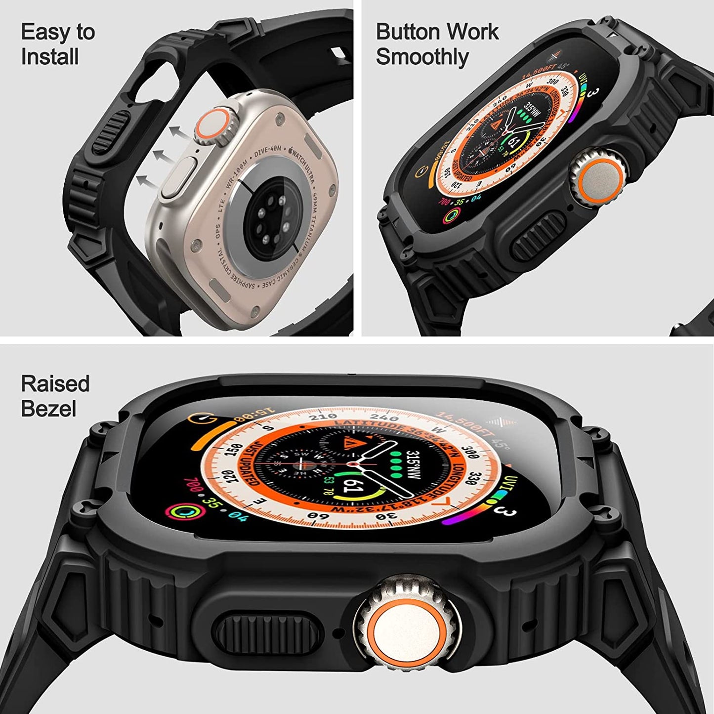 Fintie Compatible with Apple Watch Ultra 49Mm (2022 Release) Band with Bumper Case, Rugged Men Sport Bands with Protective Cover Compatible with Iwatch Ultra 49Mm Accessories  FINTIE   