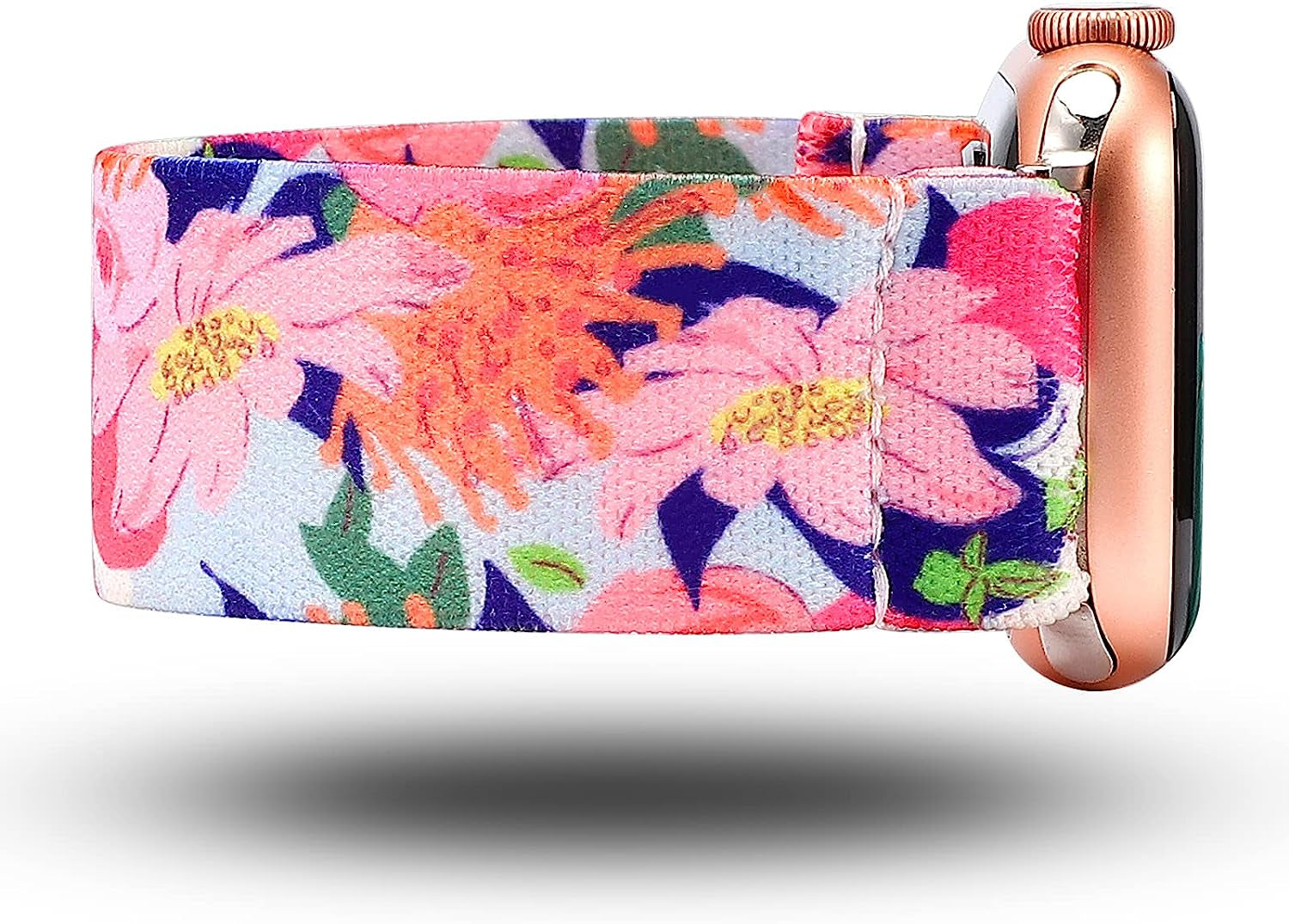 TOYOUTHS Elastic Band Compatible with Apple Watch Band Scrunchies Stretchy Solo Loop 41Mm/40Mm/38Mm Soft Nylon Strap Replacement Wristband for Iwatch Series 8/7/SE/6/5/4/3/2/1, Black/Gold/Blue, S  TOYOUTHS   