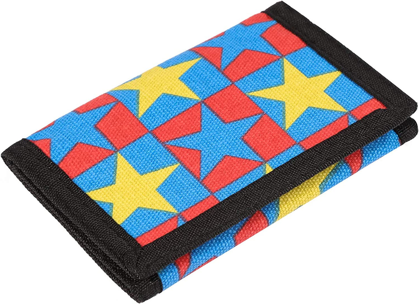AI-DEE RFID Trifold Canvas Outdoor Sports Wallet for Kids - Front Pocket Wallet with Magic Sticker  AI-DEE Red Big Five-pointed star  