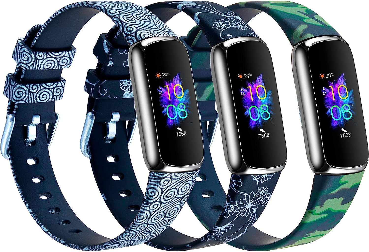 3-Pack Sport Bands Compatible with Fitbit Luxe, Classic Soft Silicone Replacement Wristband Strap Small Large for Women Men  voma   