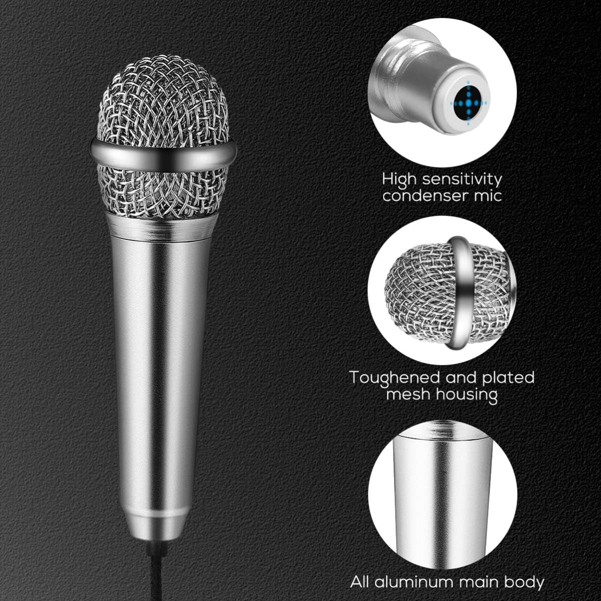 ARTIBETTER Pc Mic Mini Microphone Mini Mic Tiny Portable Vocal Microphone for Recording Voice and Singing on Phone with 3.5 Mm Input for Smartphone and Laptop Handheld Microphone  ARTIBETTER   