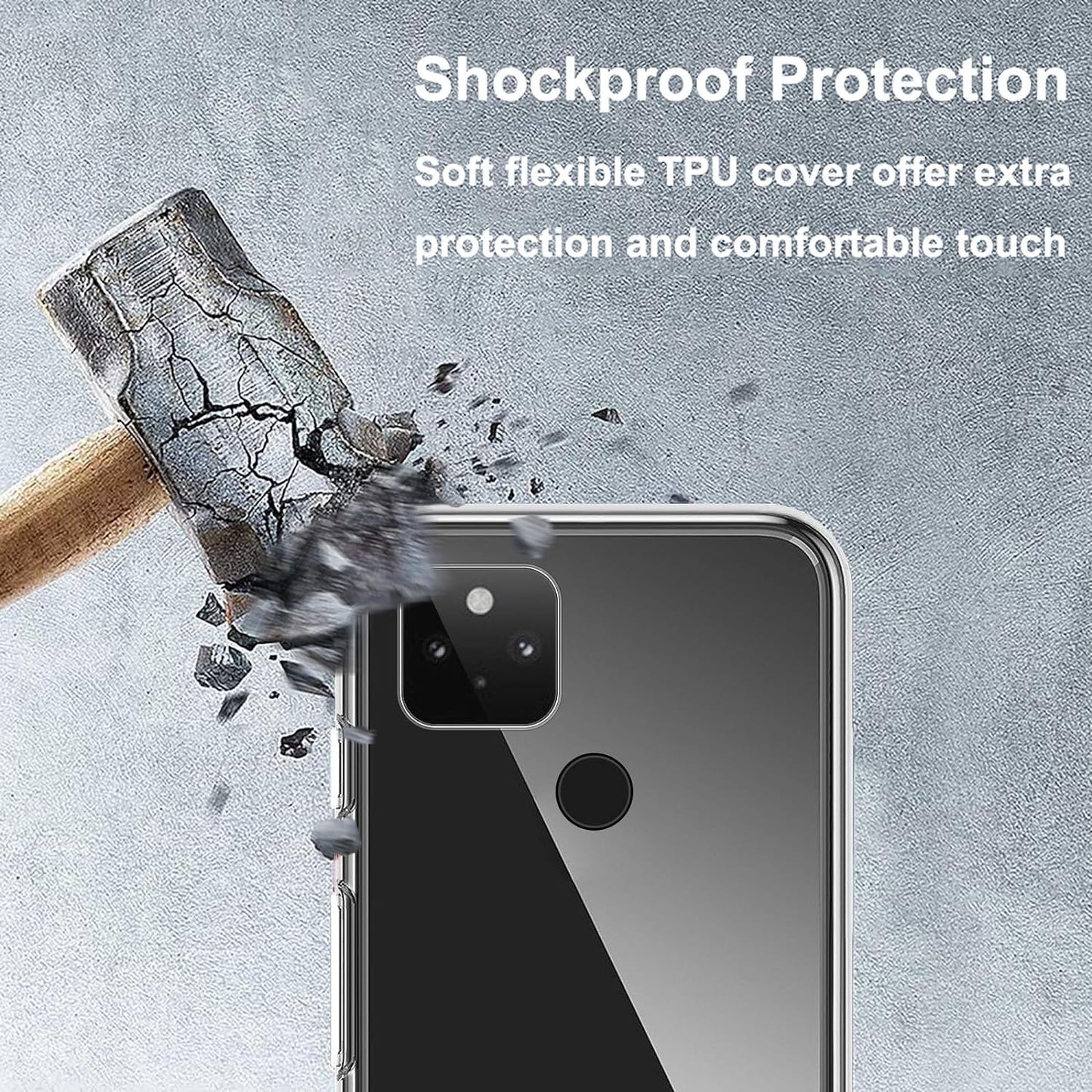 Google Pixel 5 Case Crystal Clear Slim Thin Soft Silicone Shockproof Protective TPU Bumper Thin Cover for Pixel 5 (2020) 6" - Clear  Guuboly   