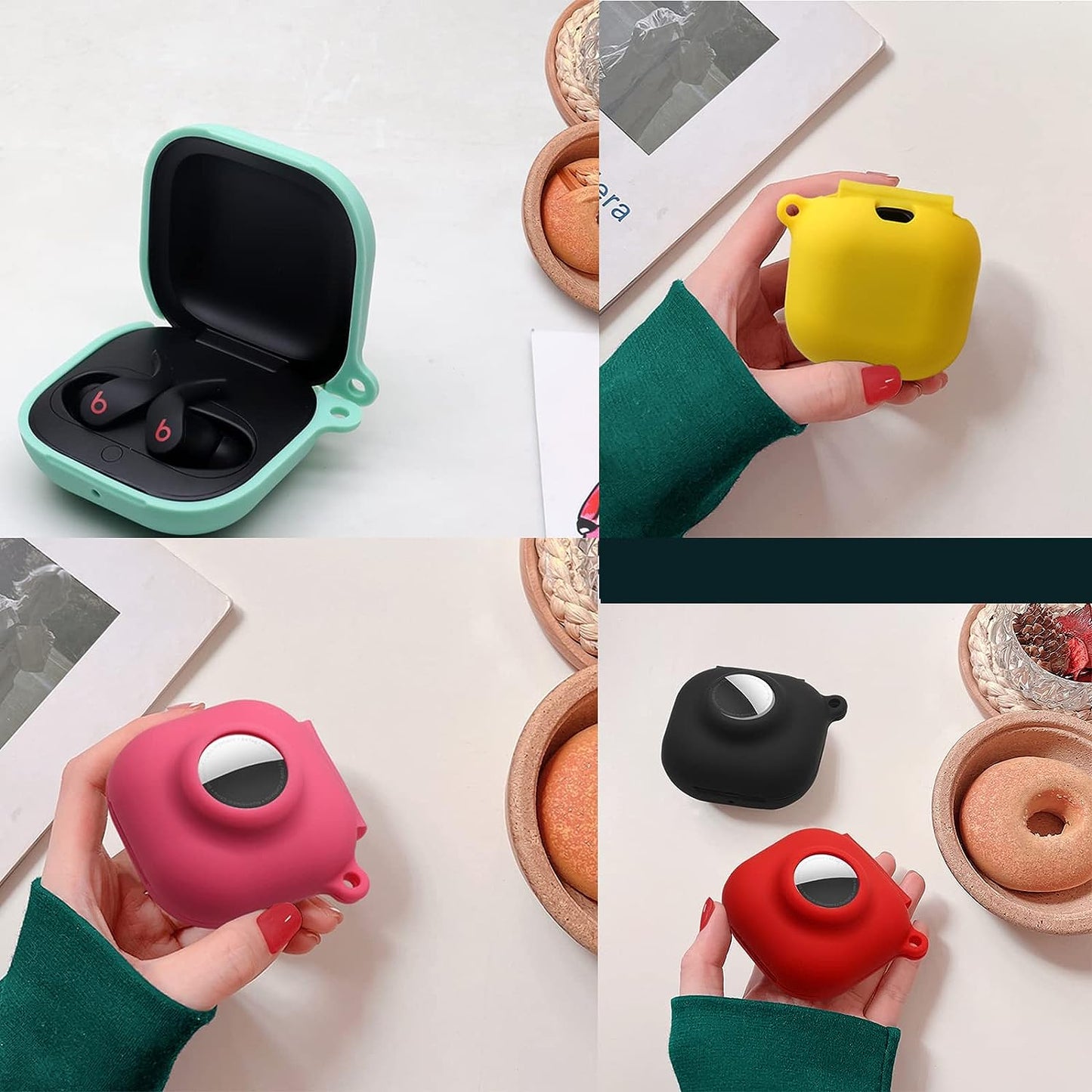 Glow Case for Beats Fit Pro Airtag Wireless Noise Cancelling Earbuds,Carrying Case Premium Soft Skin Cover Shock-Absorbing,Anti-Scratch Protective Case with Keychain(Glow Blue)  2022321   