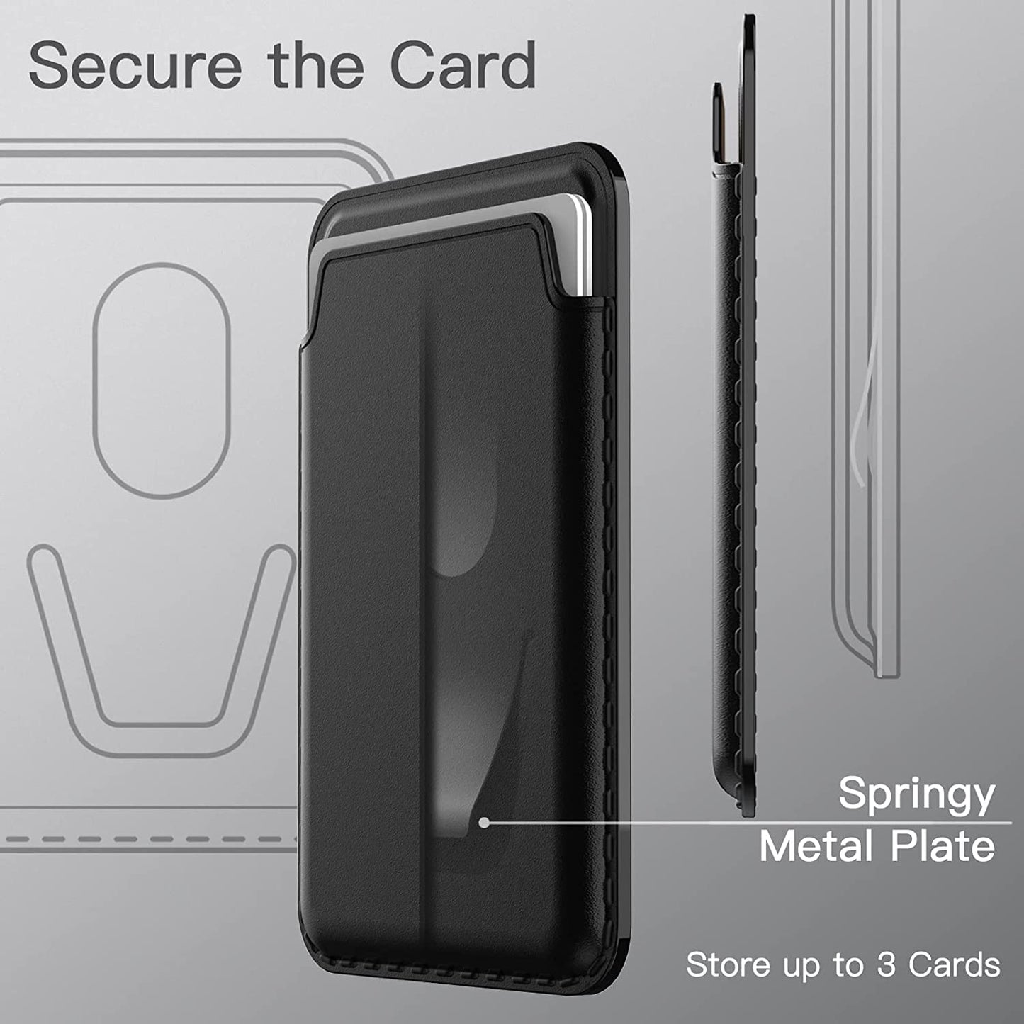 Jetech Magnetic Wallet Compatible with Magsafe for Iphone 14/13/12 Series, PU Phone Card Holder (Black)  JETech   