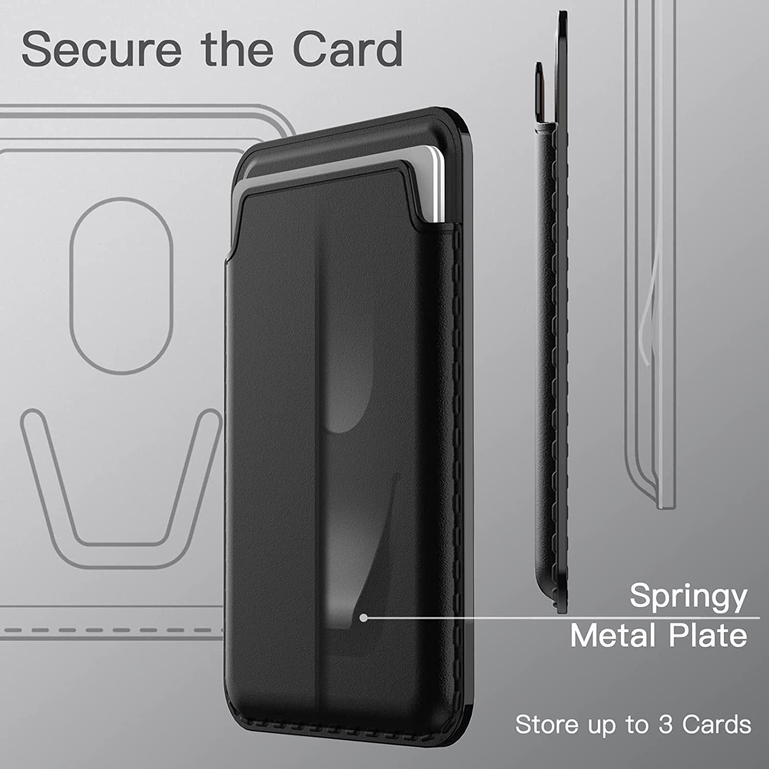 Jetech Magnetic Wallet Compatible with Magsafe for Iphone 14/13/12 Series, PU Phone Card Holder (Black)  JETech   