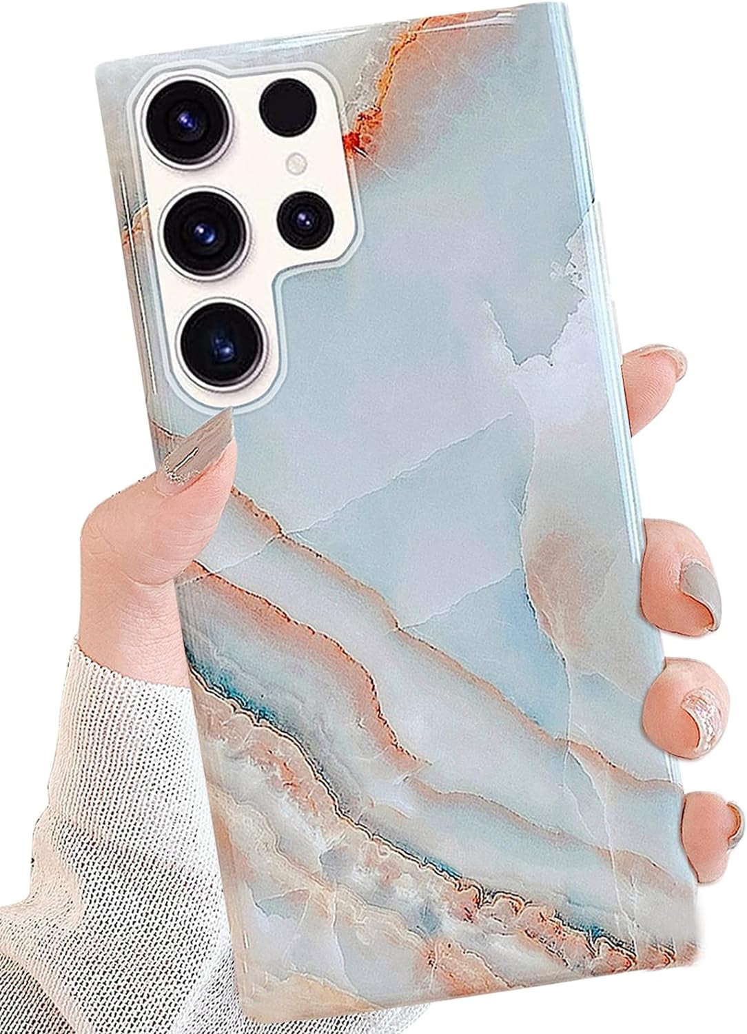 J.West Galaxy S22 Ultra Case 5G, Luxury Sparkle Glitter Translucent Clear Colorful Opal Pearly Thinfoil Design Shiny Print Soft Silicone Cover for Women Girls Slim TPU Protective Phone Case  J.west Grey  