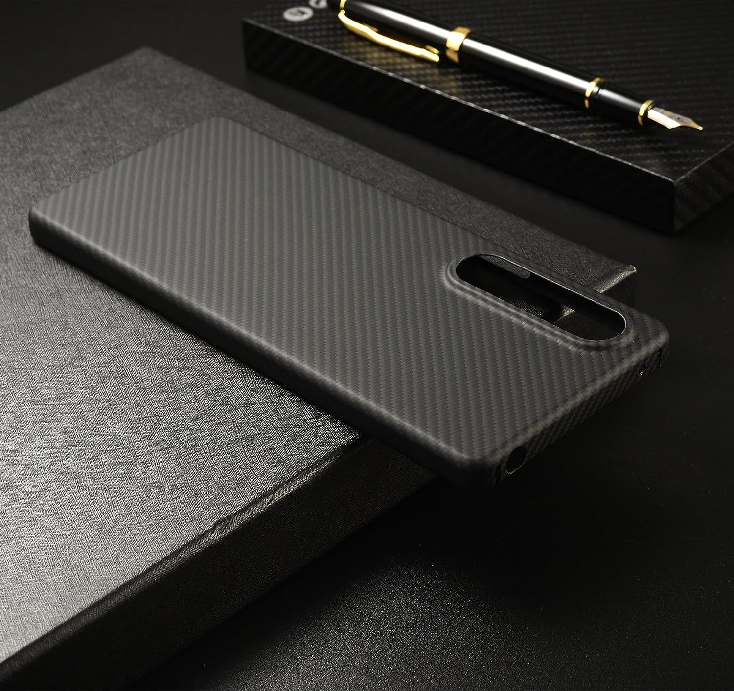 GIMENOHIG Ultra-Thin and Lightweight Rare 600D Aramid Carbon Fiber Case for Sony Xperia 1 V Phone Protective Cover (600D Black)  GIMENOHIG   