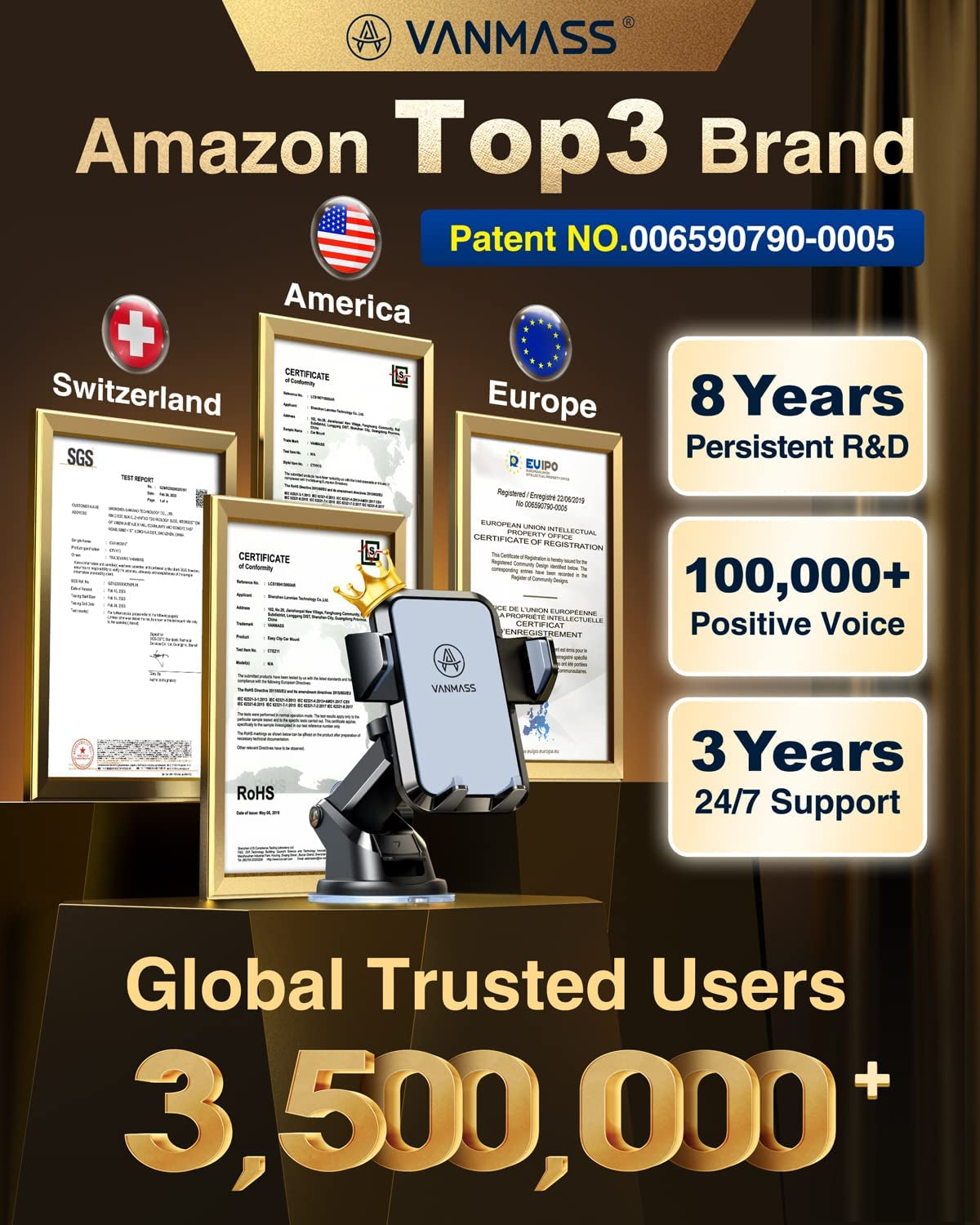 VANMASS [2023 Upgraded] Cell Phone Holder Car [Anti-Slip Soft Silicone & Powerful Suction] Dashboard Windshield Universal Phone Car Mount, Compatible with Iphone 14 13 12 11 Pro Max &Truck/Suv (Gray)  VANMASS   