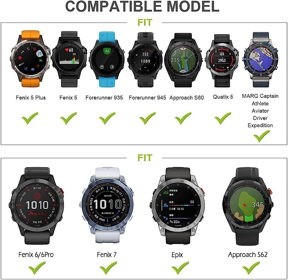 Eeomoik Silicone 22Mm Band Straps for Garmin Fenix 5 plus 6 Pro 7 935 945 S60 S62 Smart Quick Fit Wristband for Garmin Epix Bracelet  EEOMOiK   