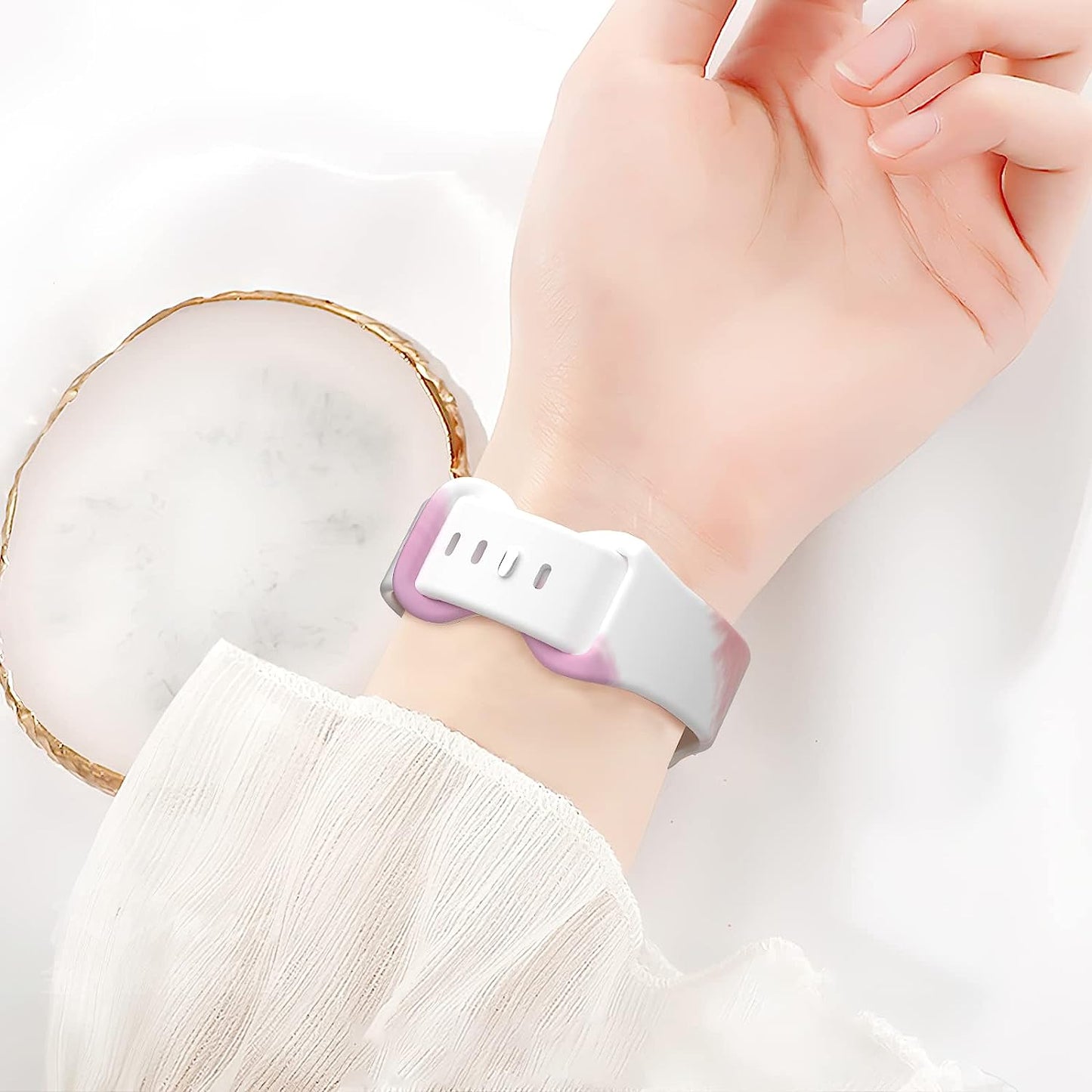 Sport Apple Watch Bands 38Mm 40Mm 41Mm 42Mm 44Mm 45Mm for Women Men Graffiti Tie Dye Soft Silicone Replacement Watch Band Breathable Strap Wristband for Apple Watch Series SE 7 6 5 4 3 2 1 Iwatch Band  HONEYBABY   