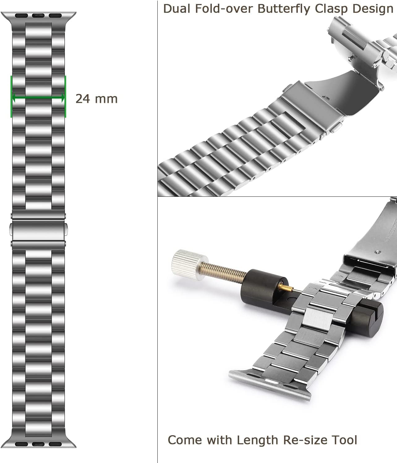 Tasikar Band Compatible with Apple Watch Band 49Mm 45Mm 44Mm 42Mm Premium Stainless Steel Metal Replacement Strap Compatible with Apple Watch Ultra Series 8 7 6 5 4 3 2 1 SE (Silver)  Tasikar   