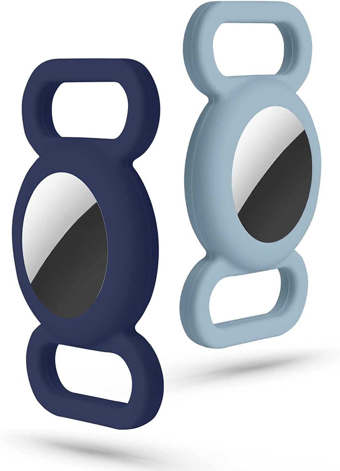 Air Tag Dog Collar Holder(2 Pack), Protective Silicone Pet Collar Case for Apple Air Tag 2021, Anti-Lost Air Tag Case Holder Compatible with Cat Dog Collars Charms & Pets Accessories - Black & White  typecase ‎ ‎ Navy Blue /Baby Blue  