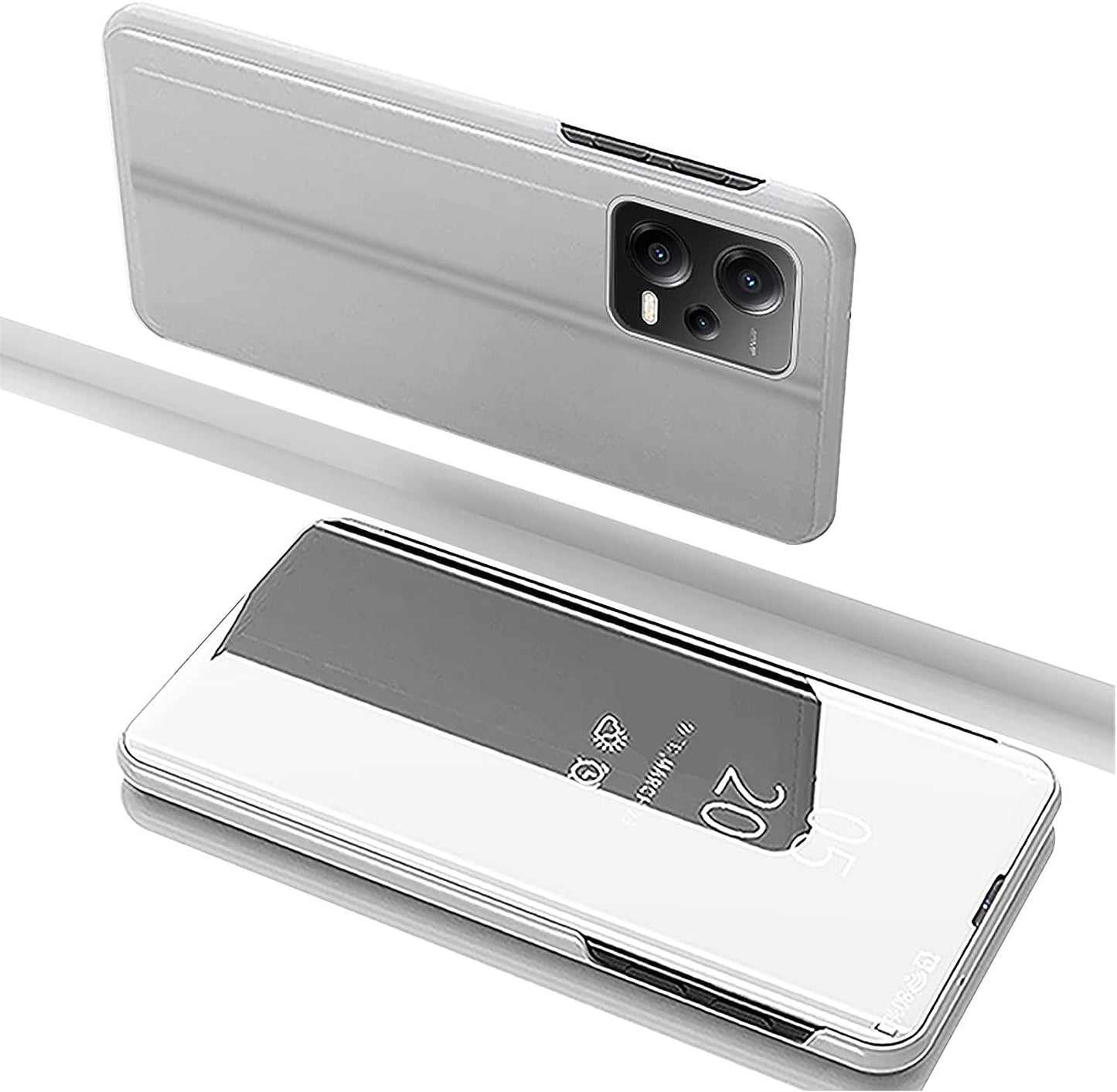 Tncavo for Xiaomi Redmi Note 12 Pro plus Mirror Case for Women, Outdoor Makeup Clear Phone Cover with Kickstand for Xiaomi Redmi Note 12 Pro plus JM Silver  Tncavo   