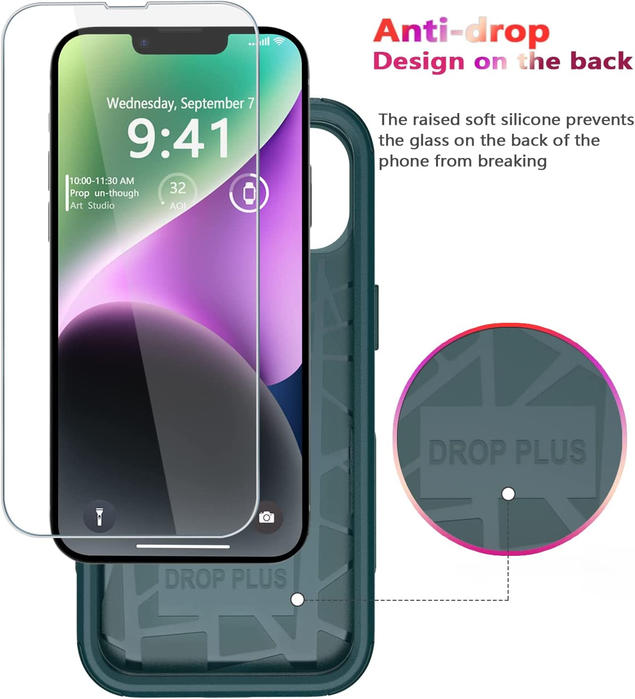 Diverbox Designed for Iphone 14 plus Case with Screen Protector Camera Lens Cover Heavy Duty Shockproof Shock-Resistant Cases for Apple Iphone 14 plus Phone 6.7 Inch (Dark Green)  Diverbox   