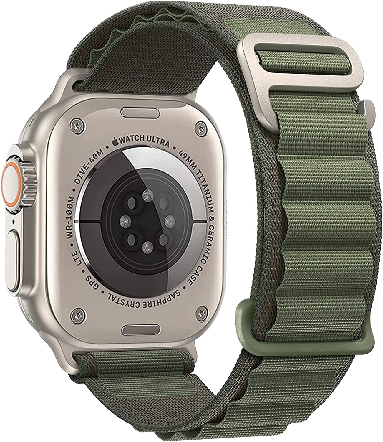 VNCAS Compatible with Apple Watch Ultra Band 49Mm 45Mm 44Mm 42Mm 38Mm 40Mm 41Mm Men Women, Rugged Alpine Loop Nylon Sport Bands with Titanium G-Hook Braided Stap for Iwatch Series SE 8 7 6 5 4 3 2 1  VNCAS Green 38mm/40mm/41mm 