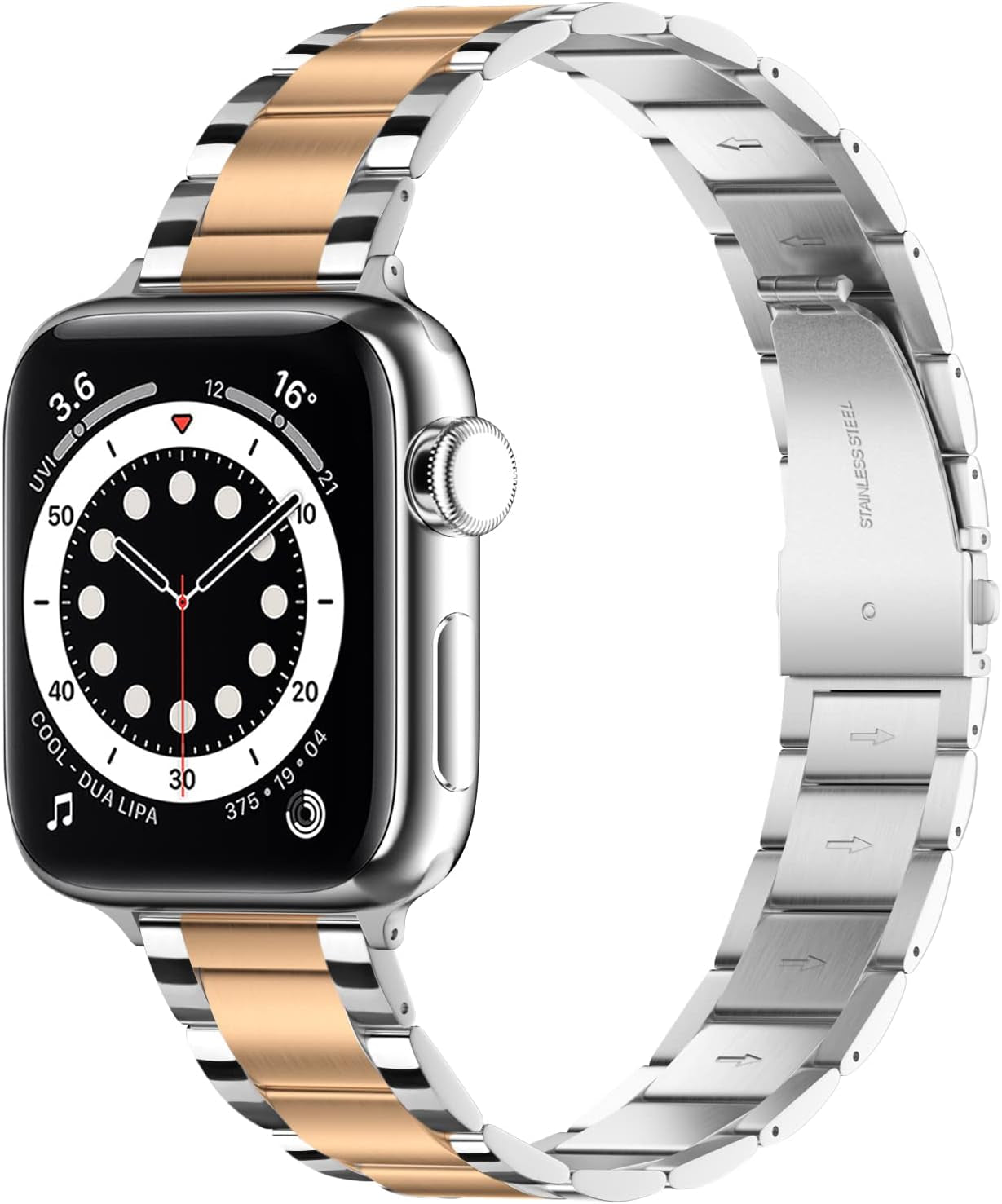 CINORS Metal Dressy Watch Band Compatible with Apple 8 41Mm Iwatch Iphone Rose Gold and Silver Womens Bands 41 40Mm Thin Link Bracelet 38Mm Stainless Steel Watches Strap for Series 7 6 5 4 3 2 1 SE  CINORS   