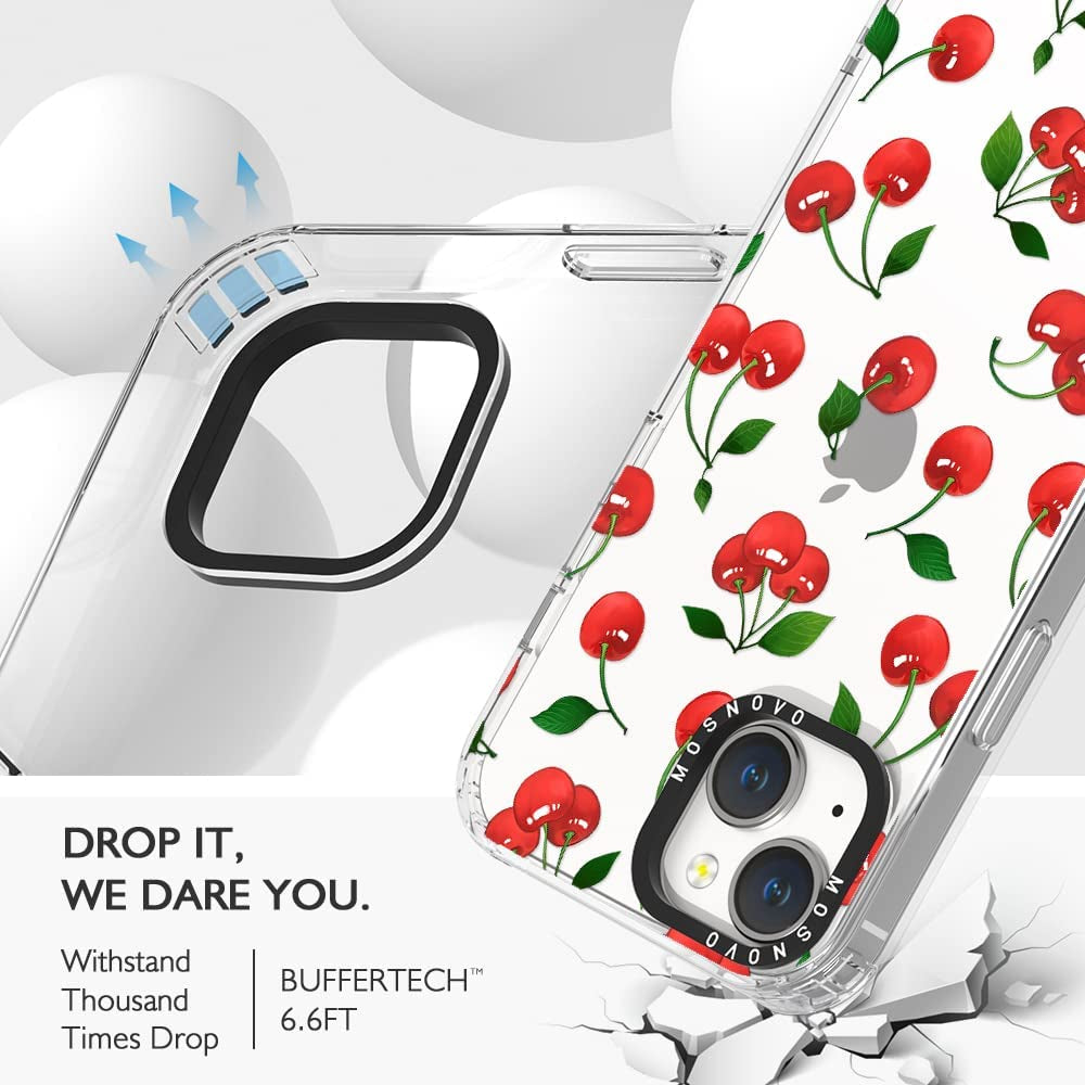 MOSNOVO Compatible with Iphone 14 Case, [Buffertech 6.6 Ft Drop Impact] [Anti Peel off Tech] Clear TPU Bumper Women Girl Phone Case Cover with Cute Cherry Designed for Iphone 14 6.1"  MOSNOVO   