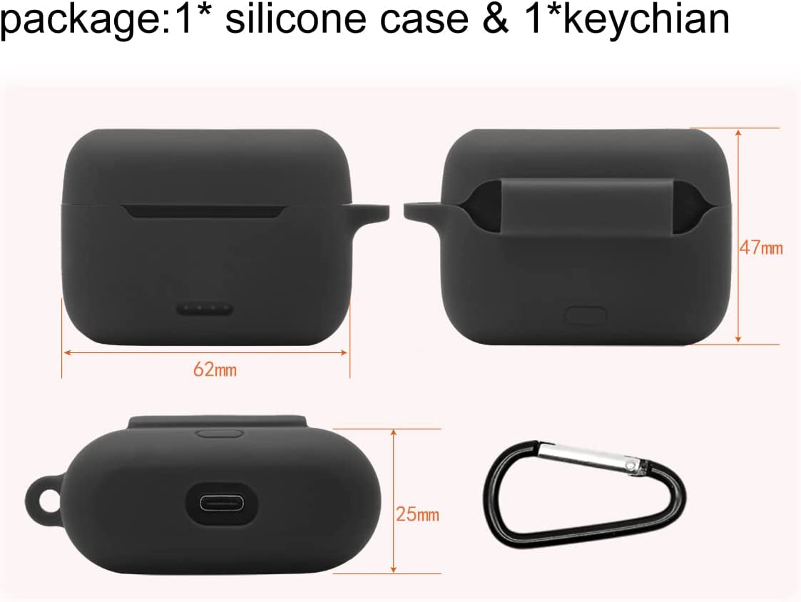 Claiol Silicone Case for TOZO NC2, Premium Shockproof Protective TOZO NC2 Case Cover with Keychain. (Black)  CLAIOL   