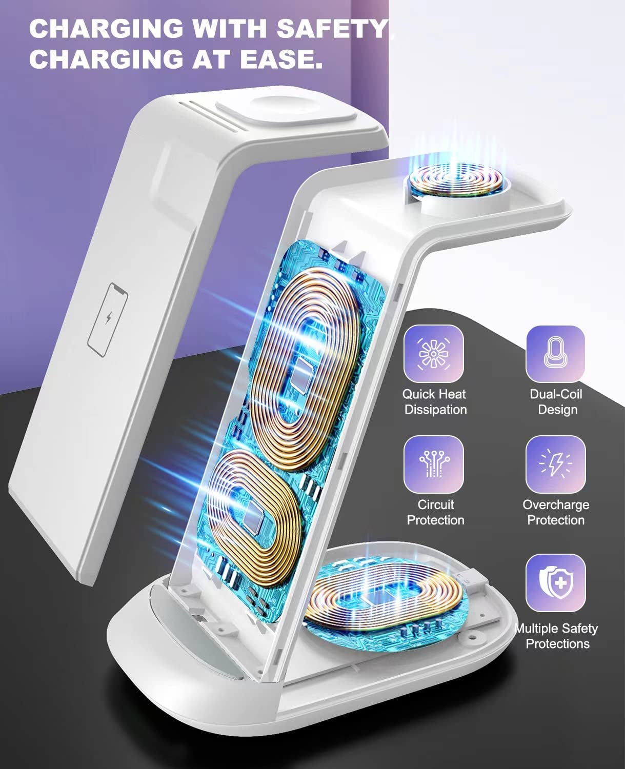 Wireless Charging Station,3 in 1 Fast Charger Stand Compatible with Iphone 14/13/12/11 Pro Max/X/Xs Max/8/8 Plus, Iwatch Series Ultra/8/7/6/5/Se/4/3/2, Airpods 3/2/Pro/Pro 2  Bifrost   