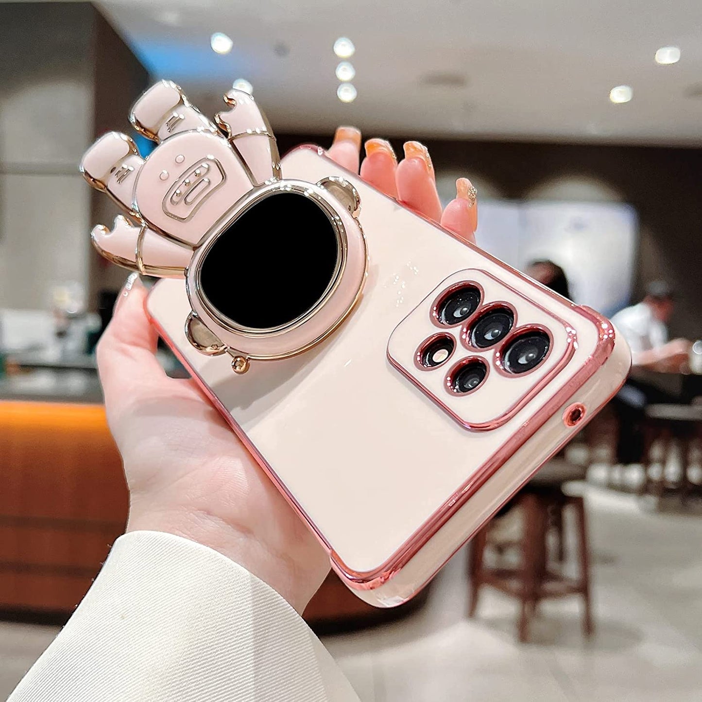 Phylla Samsung Galaxy A53 5G 6.5" Phone Case Luxury Plating Astronaut Stand Holder Case with Camera Protection Cute Love Heart Side Small Pattern Soft Silicone Shockproof Kickstand Bumper (Purple)  phylla   