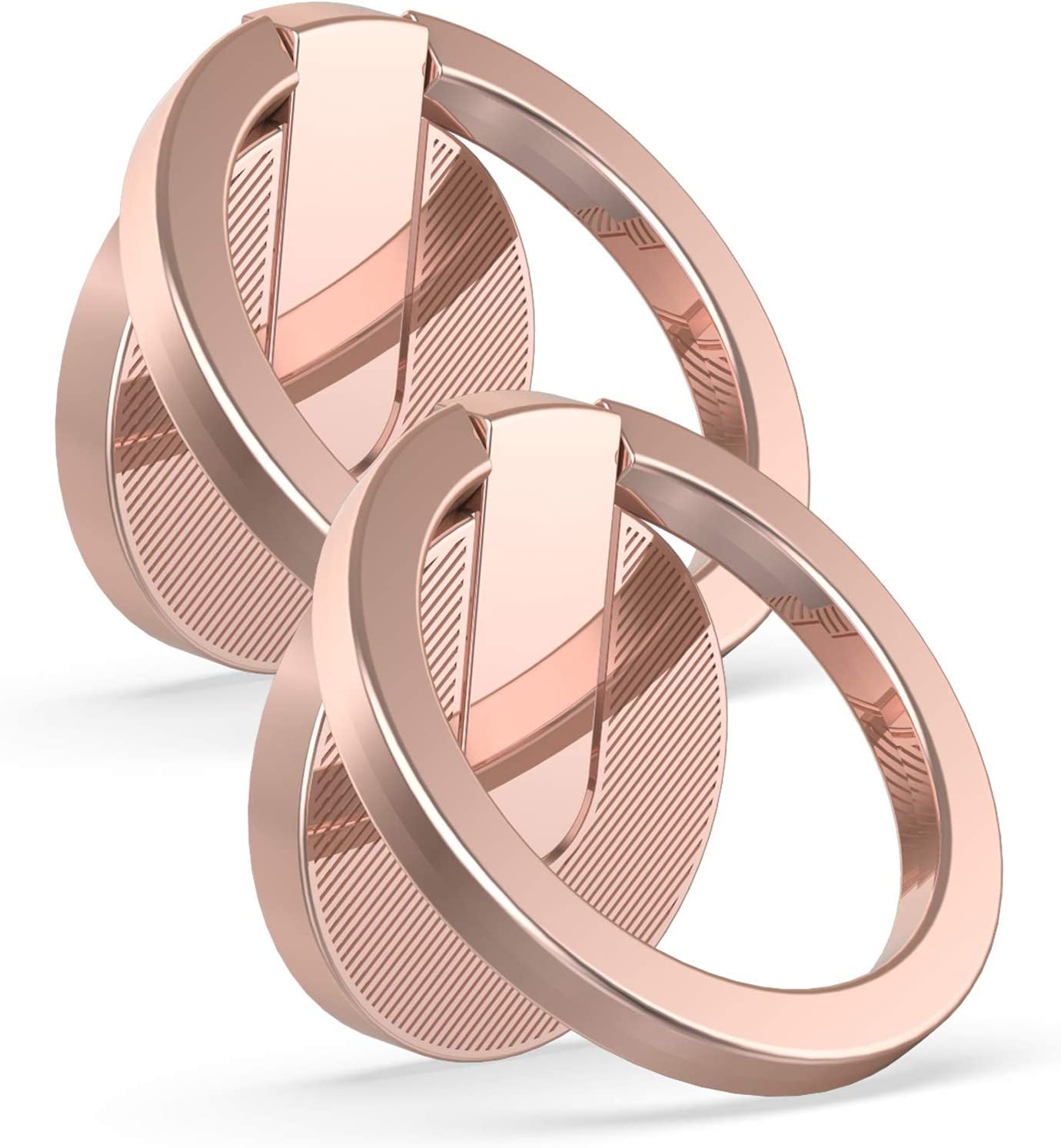 ICHECKEY Cell Phone Ring Holder Stand, 2 Pack 360° Rotation Universal Finger Ring Kickstand with Metal Phone Ring Grip for Magnetic Car Mount Compatible with All Smartphone, Ipad, Tablet, Rose Gold  ICHECKEY   
