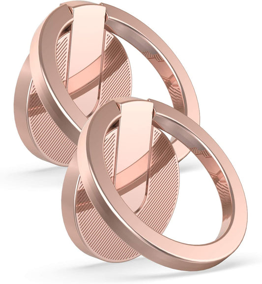 ICHECKEY Cell Phone Ring Holder Stand, 2 Pack 360° Rotation Universal Finger Ring Kickstand with Metal Phone Ring Grip for Magnetic Car Mount Compatible with All Smartphone, Ipad, Tablet, Rose Gold  ICHECKEY   