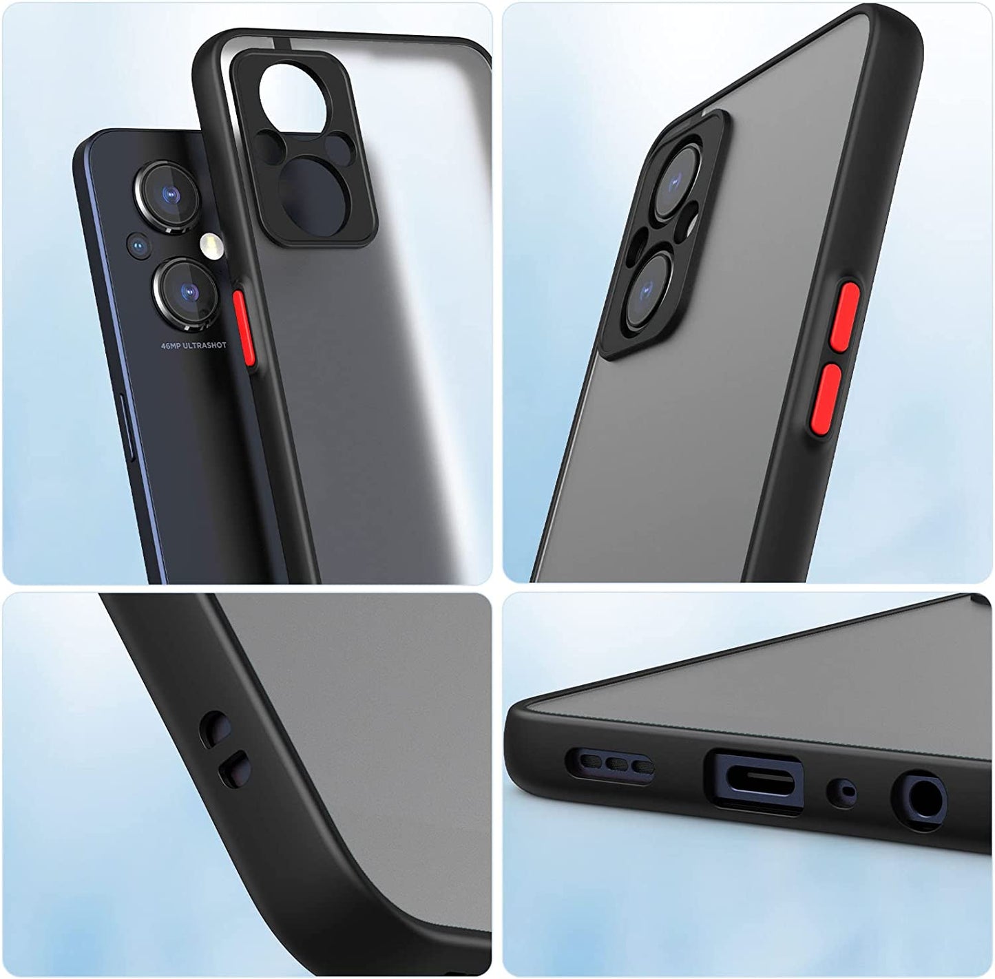 MAKAVO Slim Fit for Oneplus Nord N20 5G Case with Screen Protector [Ultra Thin] [Camera Cover] Full Protection Flexible Bumper Hard Matte PC Back Cover for One plus N20 5G (Black)  MAKAVO   