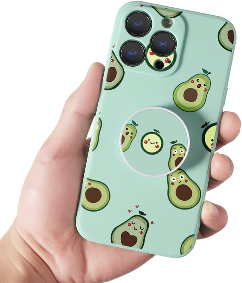 KAPUCTW Case for Xiaomi Mi 11 Lite/11 Lite 5G NE, 6.55" with Stand Grip Holder, Slim Silicone Shockproof Soft TPU Light Green Cover with Painting Pattern for Girl Women for Xiaomi Mi 11 Lite,Avocados  KAPUCTW   