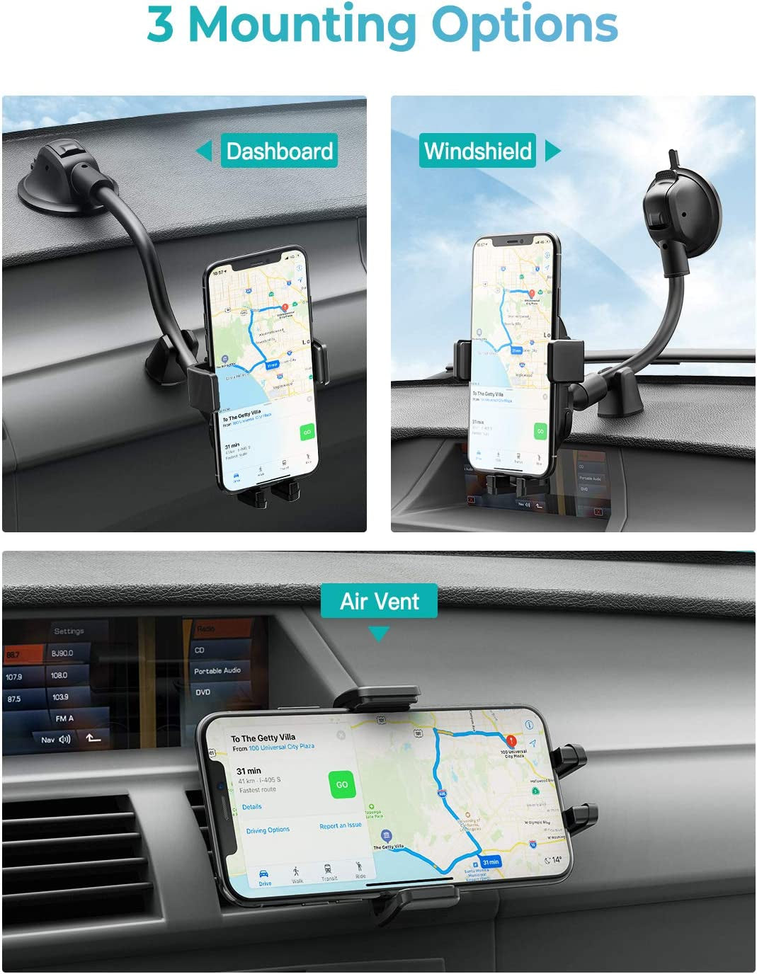 VASSCA Wireless Car Charger Mount, 10W/7.5W Qi Fast Charging Phone Holder for Air Vent and Dashboard, Auto Clamping  VASSCA   