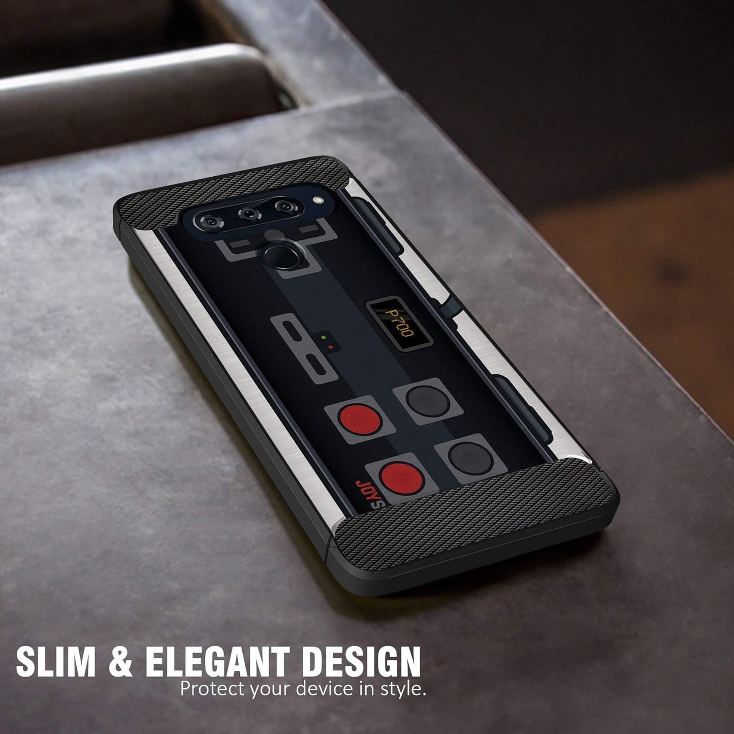 Casesondeck Case Compatible with [LG G8 Thinq/Lg G8] Pictorial Patterned TPU Design Case Flexible Slim and Elegant (Black Retro Control)  CasesonDeck   