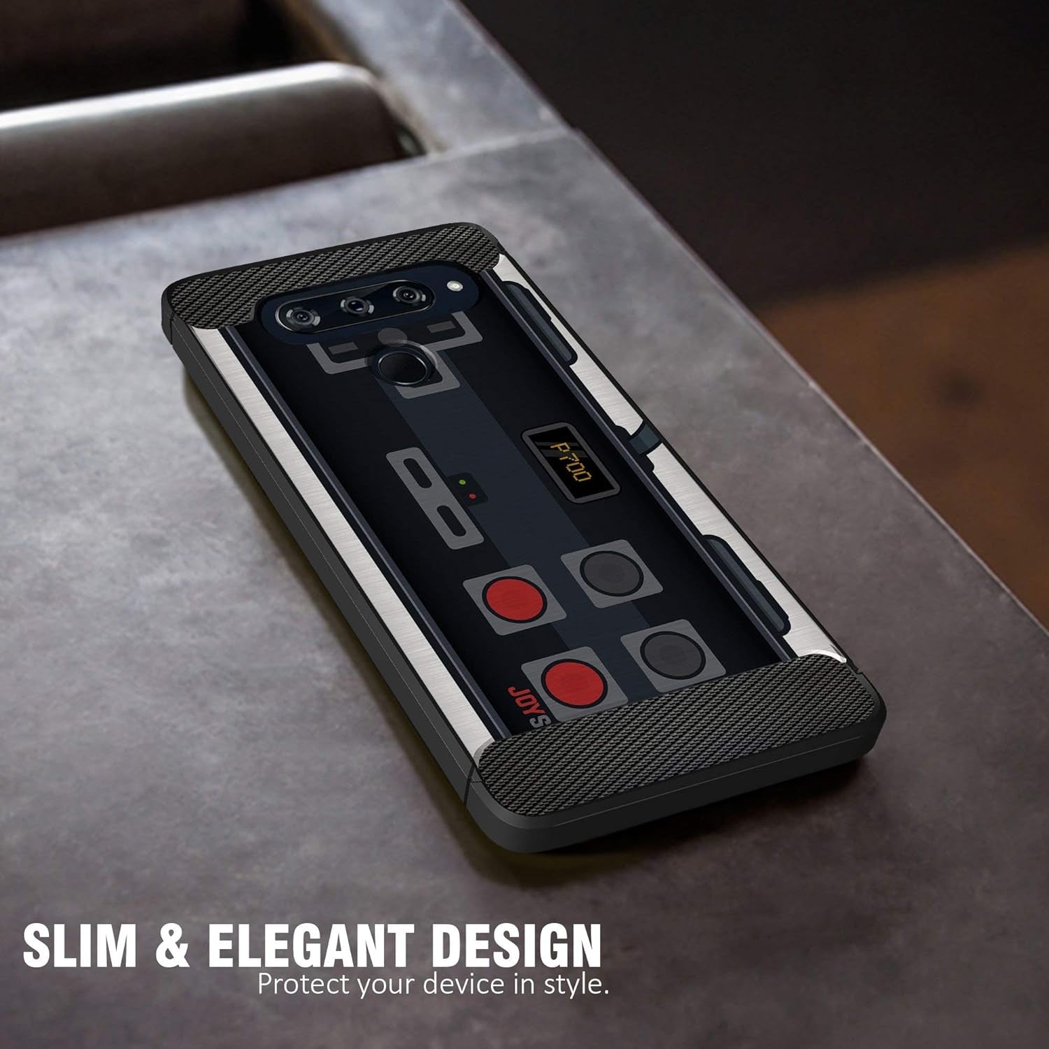 Casesondeck Case Compatible with [LG G8 Thinq/Lg G8] Pictorial Patterned TPU Design Case Flexible Slim and Elegant (Black Retro Control)  CasesonDeck   