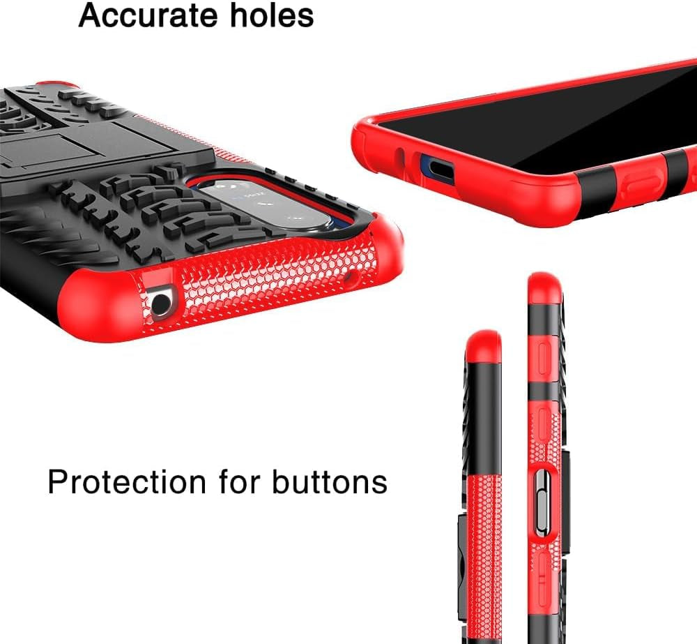 Asuwish Phone Case for Sony Xperia 5 III 3 / Xperia5Iii 5G with Tempered Glass Screen Protector and Slim Stand Hybrid Heavy Duty Rugged Protective Cell Cover Experia 5III 5G XQ-BC72 Women Men Red  Asuwish   