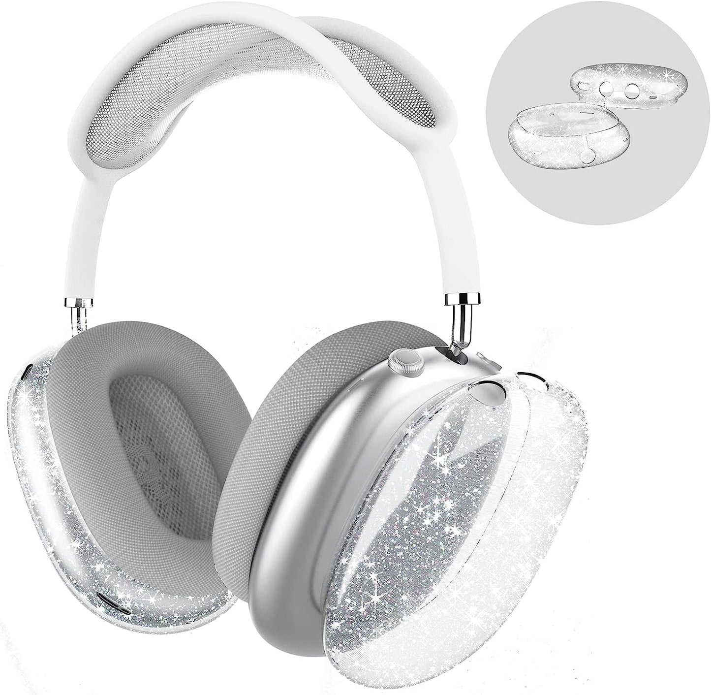 MOLOPPO for Airpods Max Case Cover, Clear Soft TPU Skin Anti-Scratch, Transparent Accessories Ultra Protective Cover for Apple Airpods Max(Clear)  MOLOPPO GA-Clear Glitter  