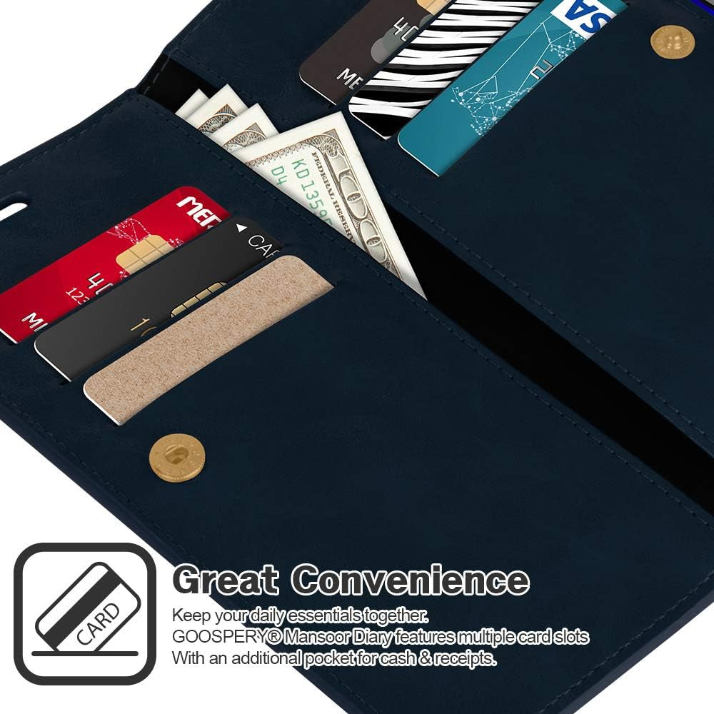 GOOSPERY Mansoor Wallet for LG V40 Thinq Case (2018) Double Sided Card Holder Flip Cover (Navy) LGV40-MAN-NVY  GOOSPERY   
