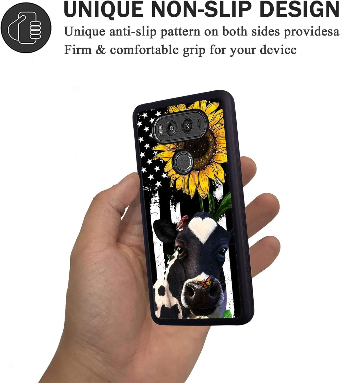 Case for LG G8 Thinq/Lg G8, BWOOLL Slim Anti-Scratch Rubber Protective Case Cover for LG G8 Thinq/Lg G8 - American Flag Sunflower and Cow  BWOOLL   