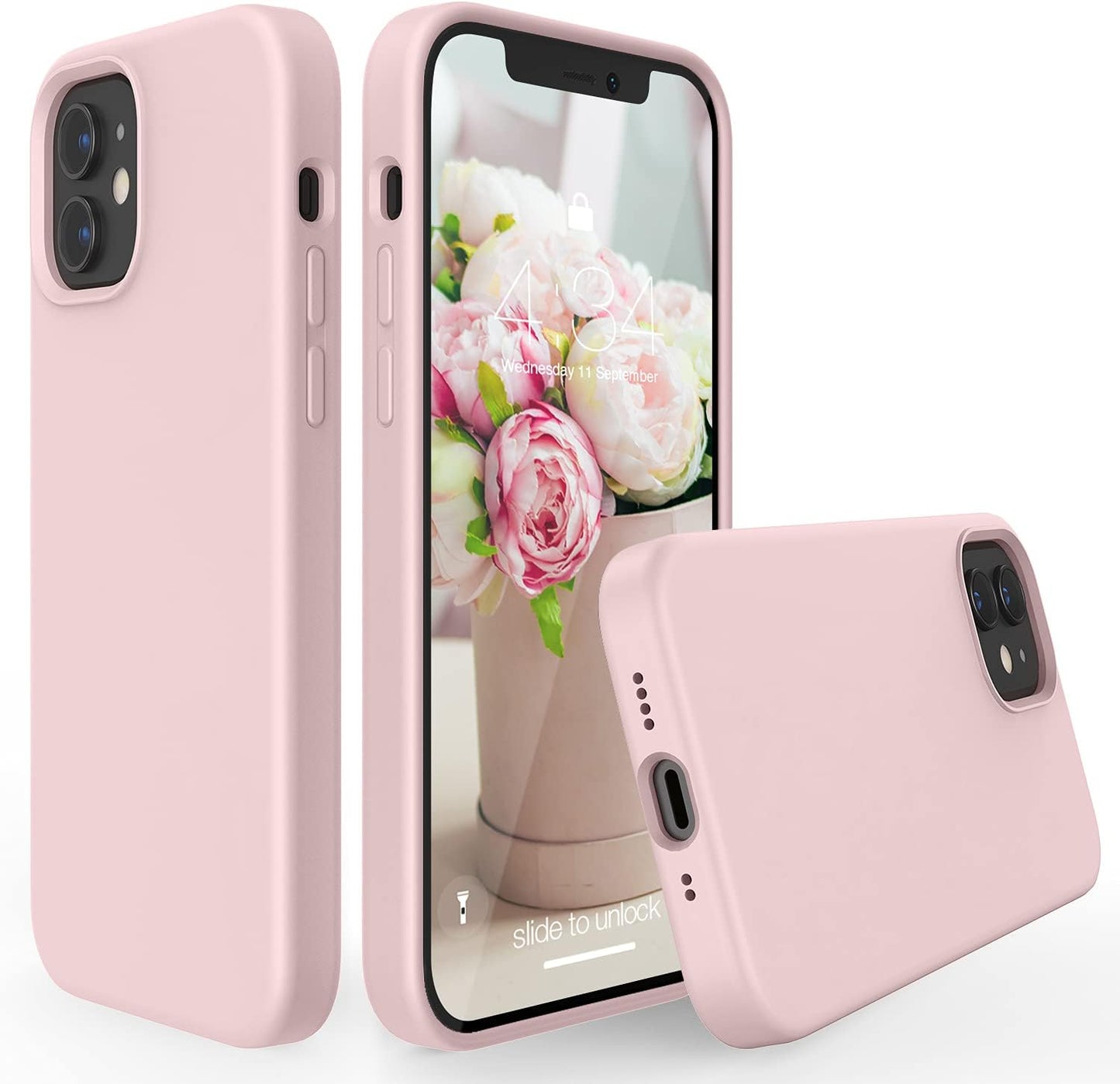 ABITKU Compatible with Iphone 12 Mini Case, [Silky Series] Slim Liquid Silicone Full Body Protection Shockproof Cover 5.4 Inch, Red Coral  abitku Pink  