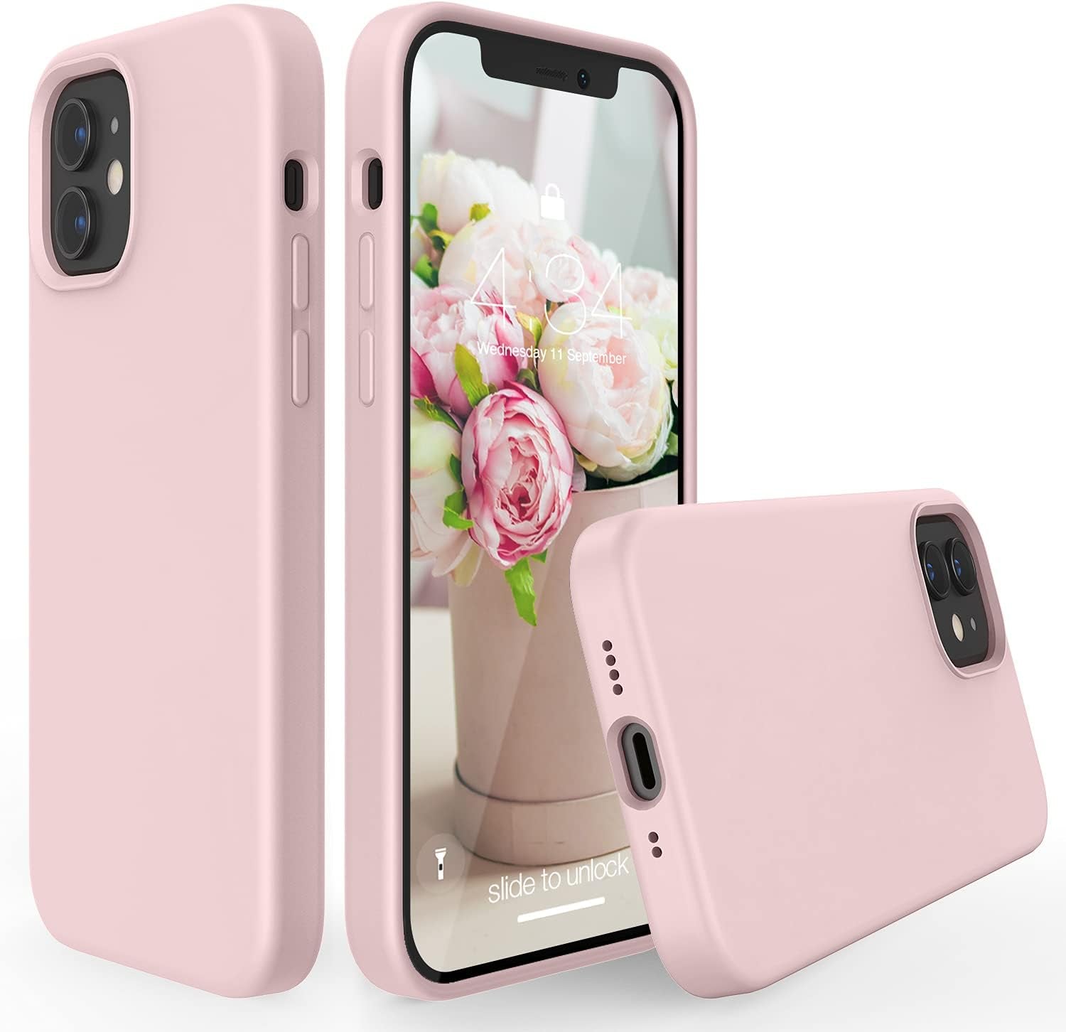 ABITKU Compatible with Iphone 12 Mini Case, [Silky Series] Slim Liquid Silicone Full Body Protection Shockproof Cover 5.4 Inch, Red Coral  abitku Pink  