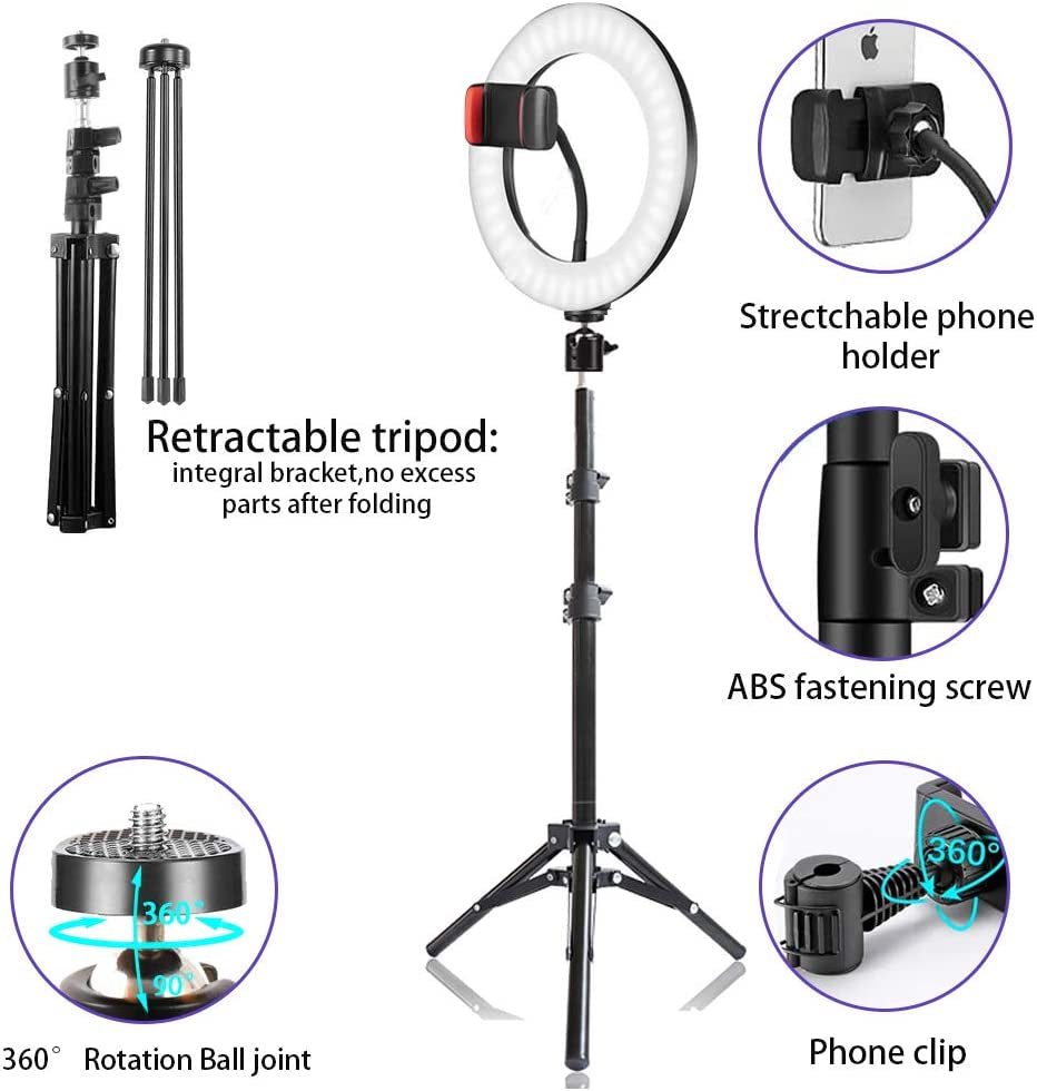 RGB Selfie Ring Light, 12 Inch LED Selfie Lights with Extendable Tripod Stand and Phone Holder for Live Video Calls Vlog Youtube Makeup and Photography Compatible with Iphone & Android  CASAVIDA   