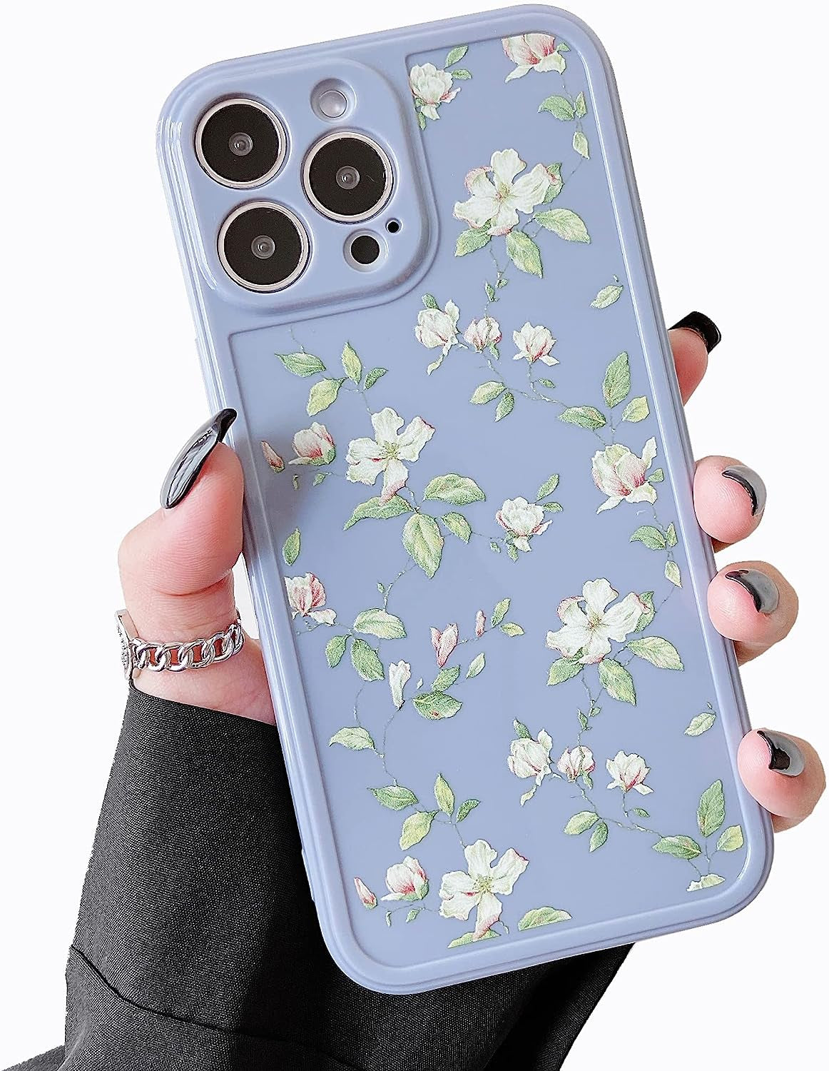 ZTOFERA Compatible with Iphone 12 Pro Max Case for Girls Women, Floral Flower Pattern Design Silicone Case, Slim Shockproof TPU Protective Bumper Case Cover for Iphone 12 Pro Max,Grey  ZTOFERA   