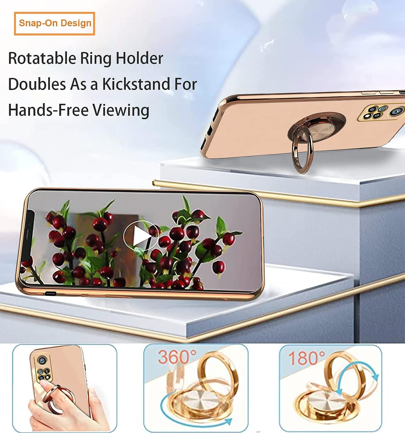 Wousunly Compatible with Xiaomi Mi 10T Case Ring Holder Magnet Green, Xiaomi Mi 10T Phone Case Xiaomi Mi 10T Pro Case Silicone Shockproof Plate Luxury Slim Cover (Xiaomi Mi 10T, Pink)  Wousunly   