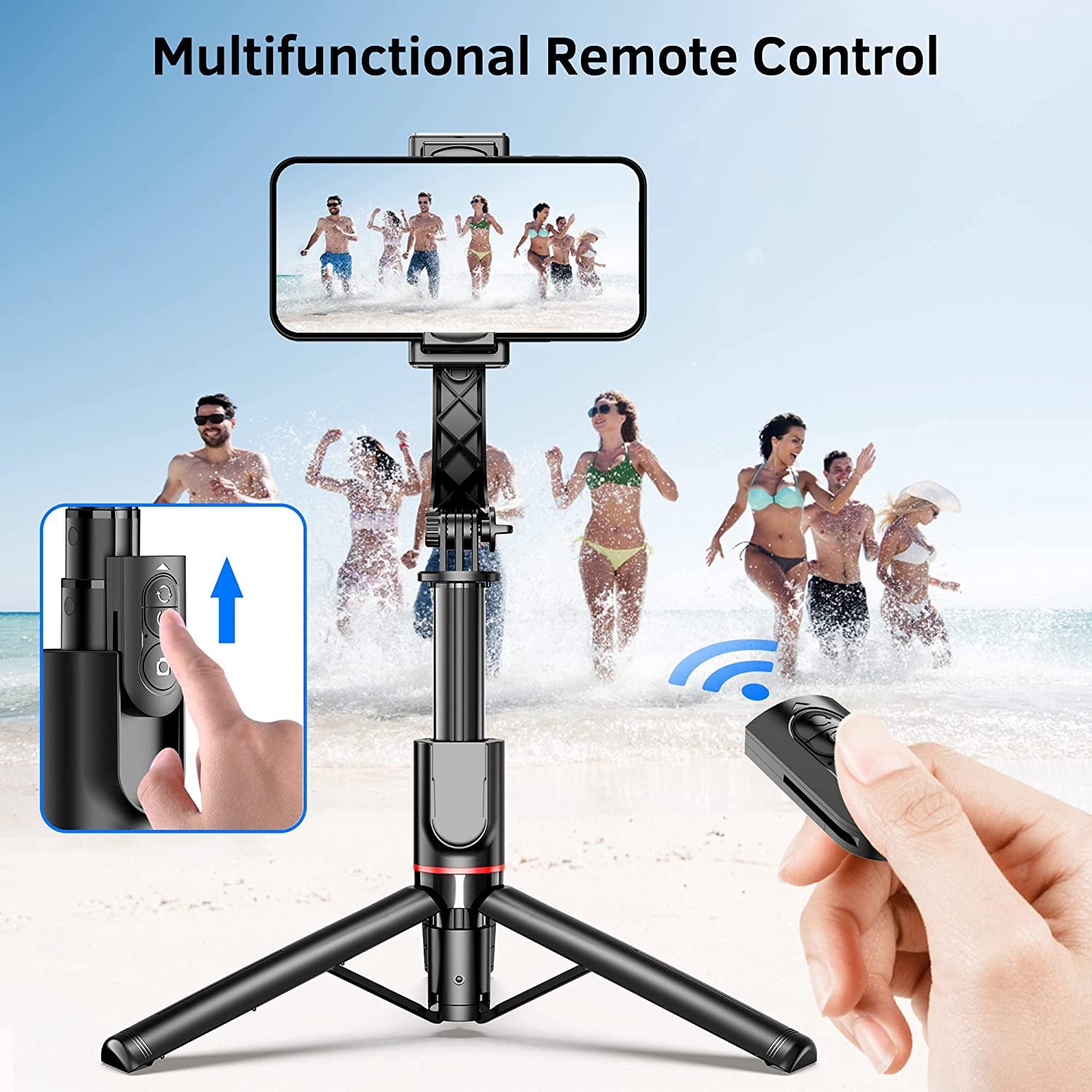 Smartphone Gimbal Stabilizer with Remote, Aluminum Extendable Selfie Stick Tripod, 360° Automatic Rotation, Auto Balance for Live Video Recording, Vlogging, Youtube Compatible with Iphone and Android  LDP   
