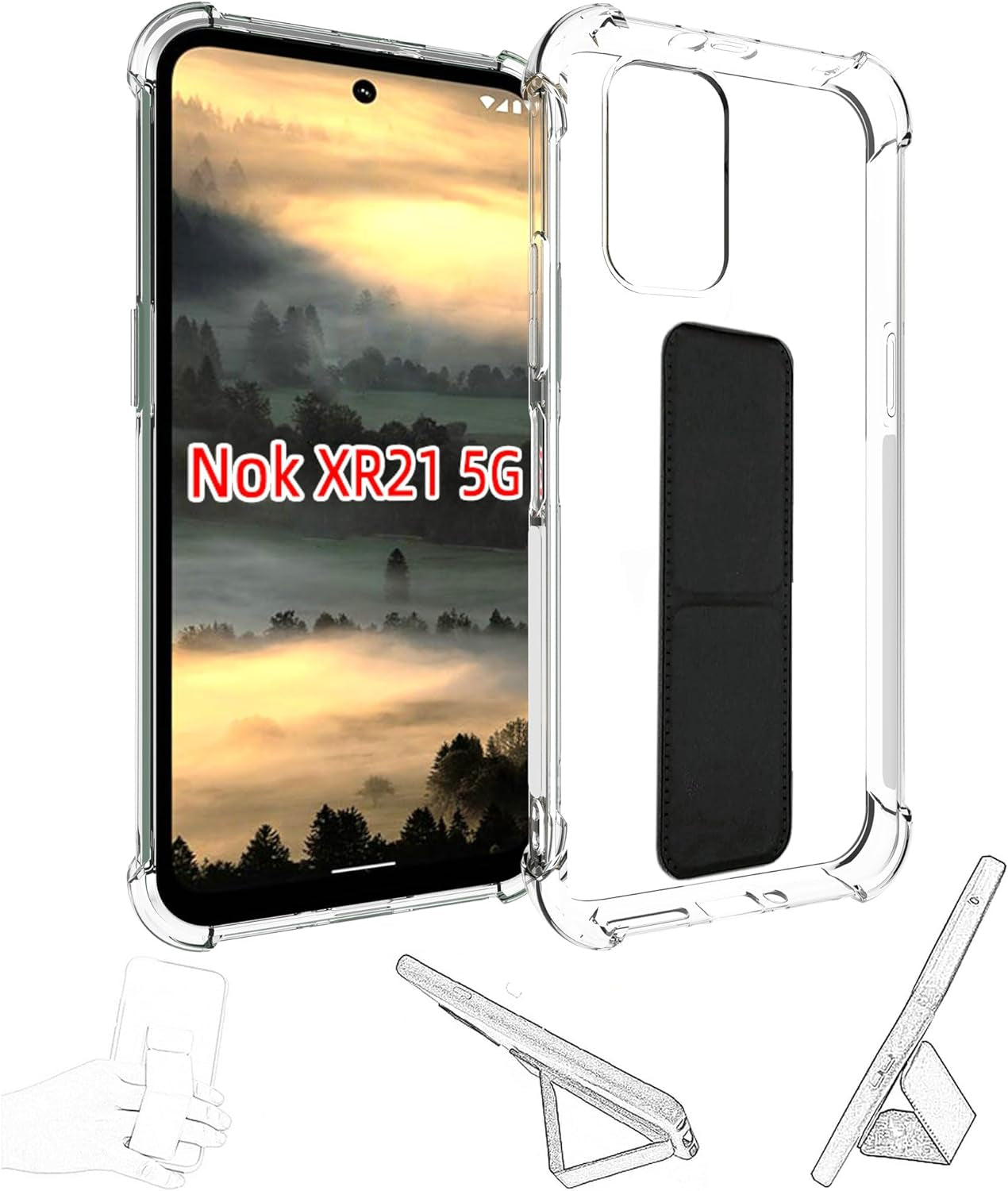 Jioeuinly for Sony Xperia 1 V Case Compatible with Sony Xperia 1 V Phone Case Cover [Adhesive Folding Support] [Shockproof Protection] Clear  jioeuinly Nokia Xr21  