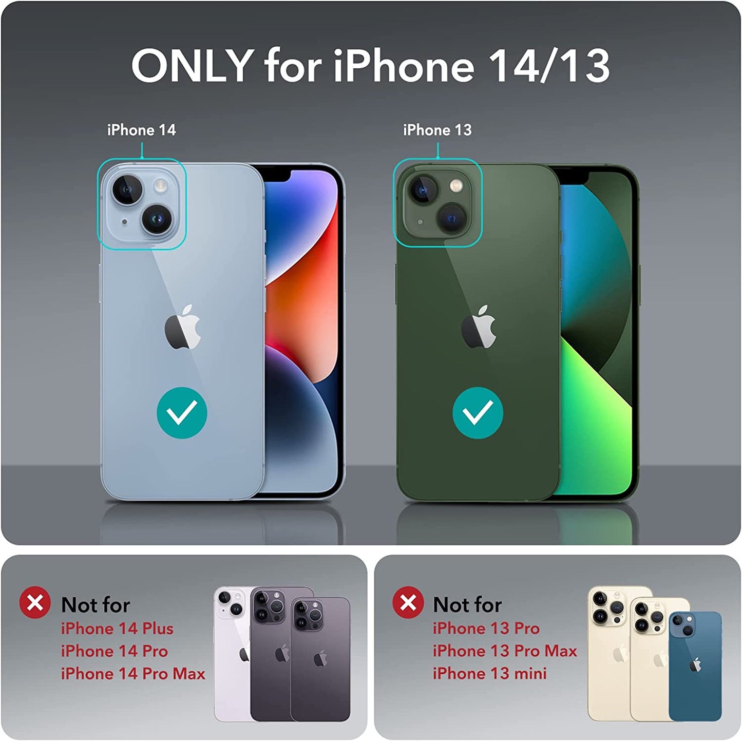 ESR for Iphone 14 Case/Iphone 13 Case, Compatible with Magsafe, Shockproof Military-Grade Protection, Magnetic Phone Case for Iphone 14/13, Classic Hybrid Case (Halolock), Clear  Electronic Silk Road Corp   