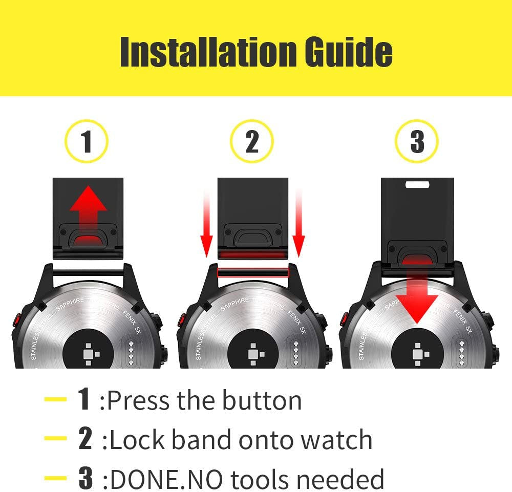 ANCOOL Compatible with Fenix 5 Band Easy Fit 22Mm Width Soft Silicone Watch Bands Replacement for Approach S62/Quatix 6/Fenix 5 Plus/Fenix 6/Fenix 6 Pro/Fenix 7 Smartwatch (Black)  ANG   