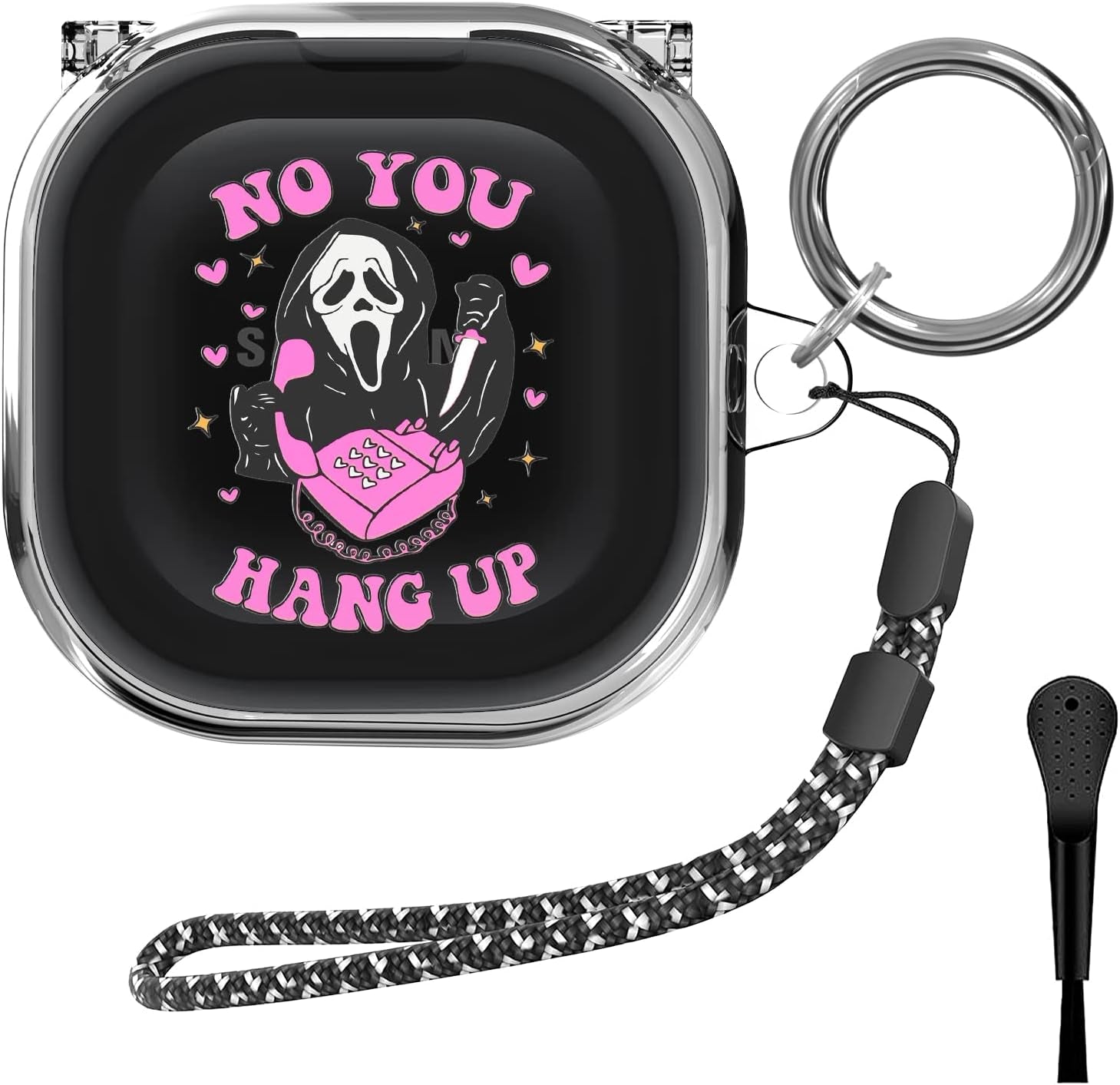 TOLUOHU Scream Ghost Case for Samsung Galaxy Buds2 Pro(2022)/Galaxy Buds Live(2020)/Galaxy Buds Pro(2021)/Galaxy Buds 2(2022) Case, Clear Hard Pc Shockproof Protective Cover with Keychain/Lanyard  TOLUOHU   