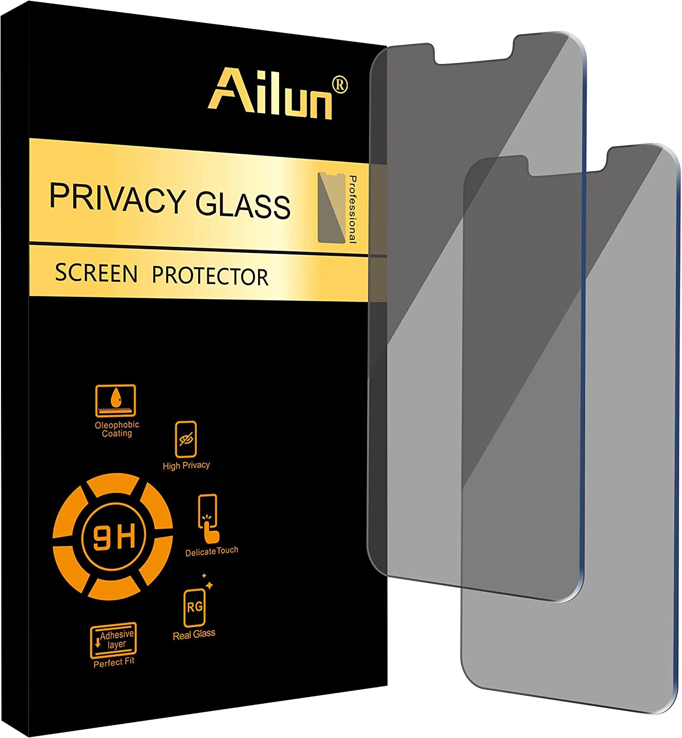 Ailun Privacy Screen Protector for Iphone 14/ 13/ 13 Pro [6.1 Inch] 2 Pack anti Spy Private Tempered Glass Anti-Scratch Case Friendly [Black] [Not for Iphone 13 Pro Max] [2 Pack]  AilunUS iPhone 14 Plus/13 Pro Max Pro-6.7 Inch  