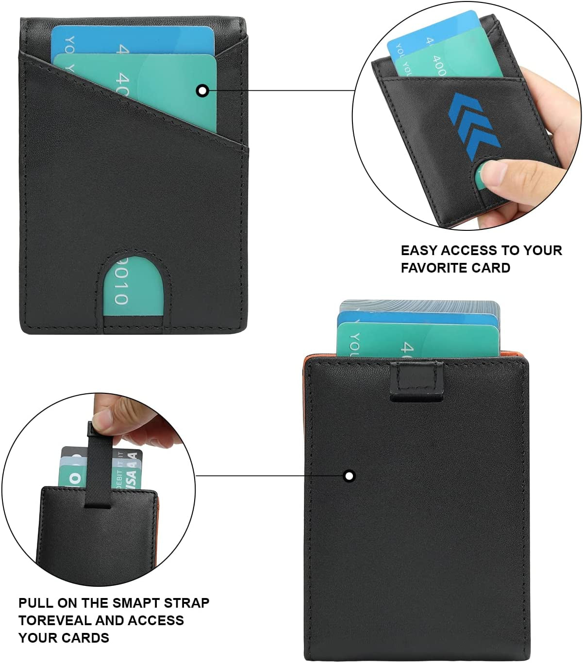 ZUOYOUZ Wallet for Men, RFID Blocking Wallet Slim Bifold Leather Wallet Minimalist Front Pocket Wallets for Father with Money Clip Christmas Gift for Men (Black)  ZUOYOUZ   