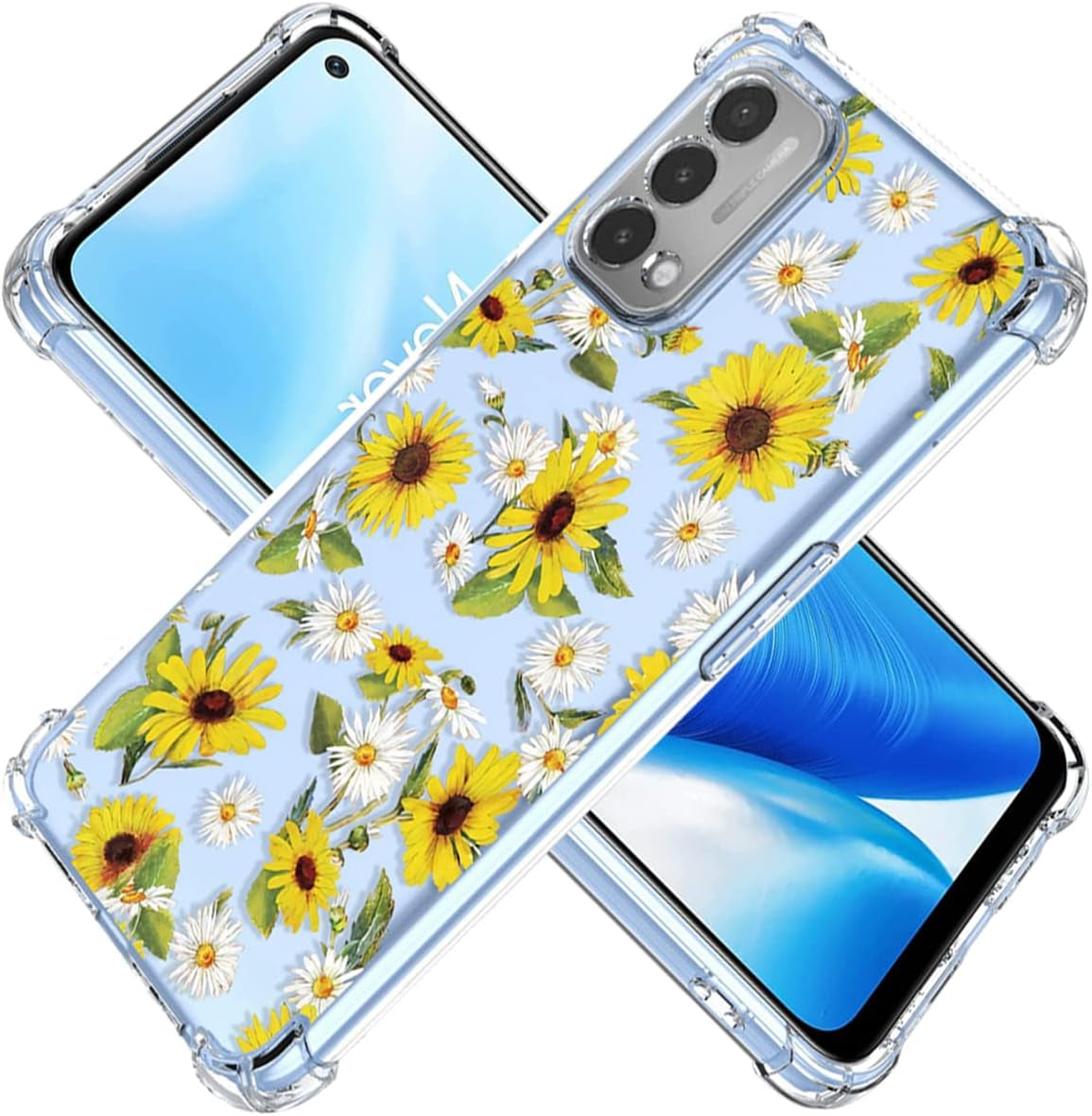 KOARWVC Case for Oneplus Nord N200 5G Case, Oneplus N200 DE2117 Case, Crystal Clear Case Gradient Slim anti Scratch TPU Shockproof Protective Phone Cases Cover for Oneplus Nord N200 5G (Purple/Blue)  KOARWVC Sunflower  